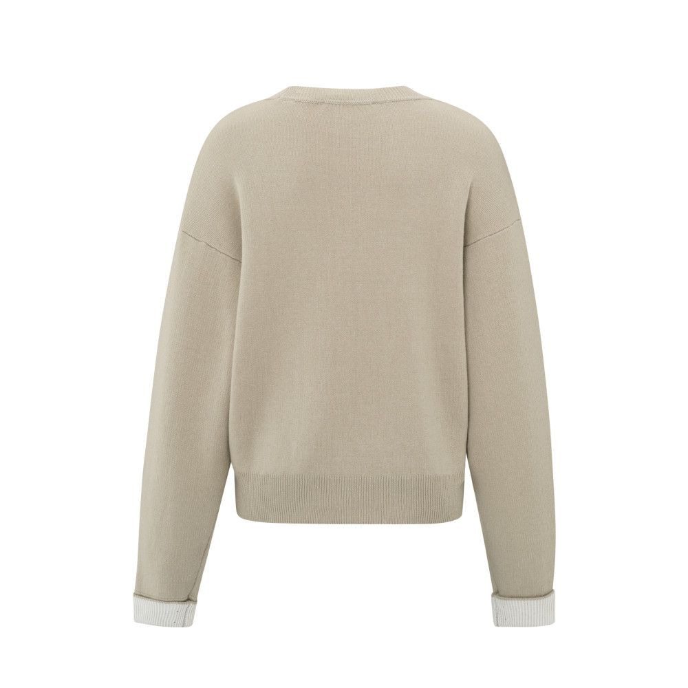 YAYA Rundhalspullover Rundhalspullover mit kontrastfarbenen Abschlüssen