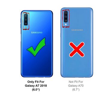 CoolGadget Handyhülle Schwarz als 2in1 Schutz Cover Set für das Samsung Galaxy A7 2018 6 Zoll, 2x Glas Display Schutz Folie + 1x TPU Case Hülle für Galaxy A7 2018