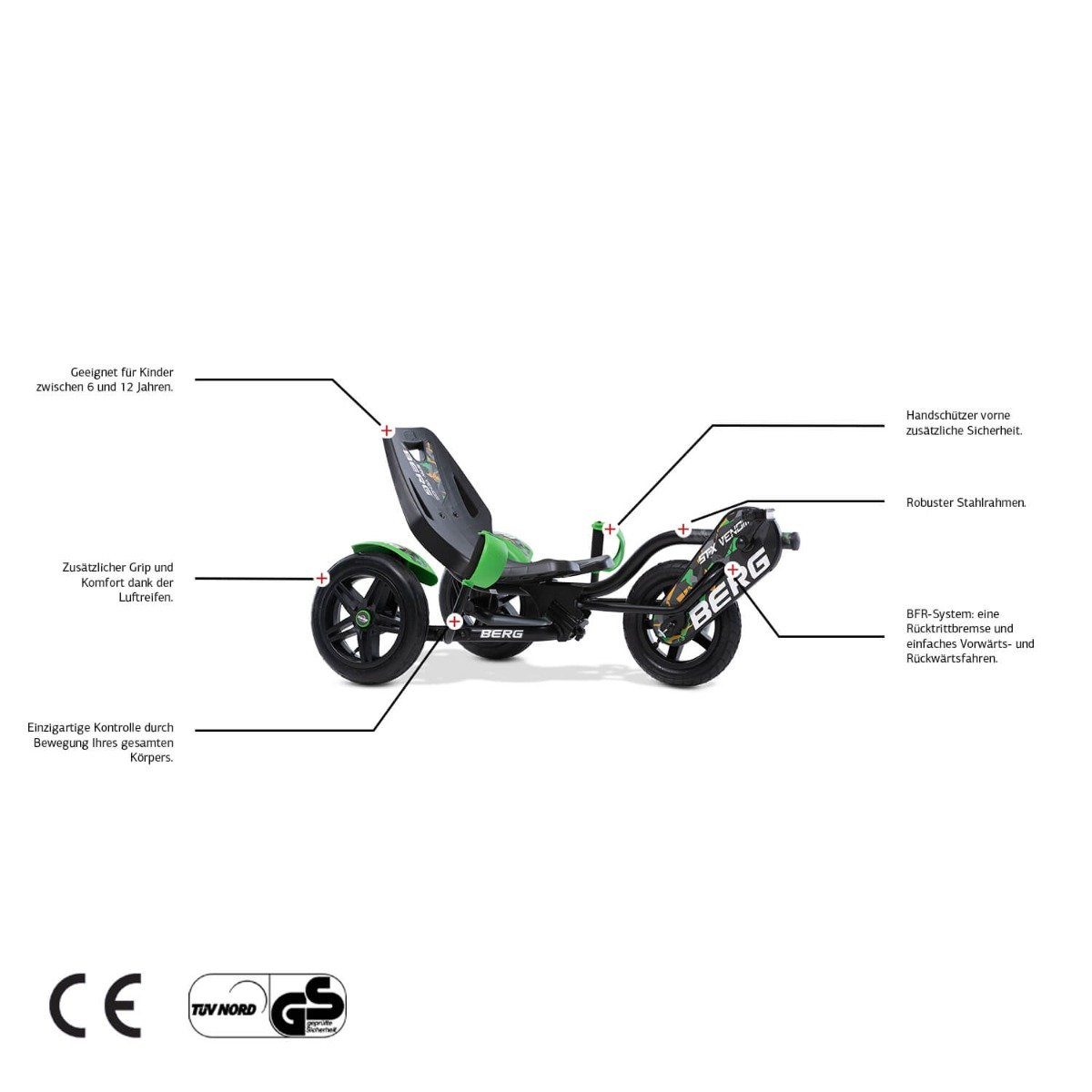 Street-X Jahre Go-Kart Gokart Berg BERG 6 - 12 Venom BFR grün/schwarz