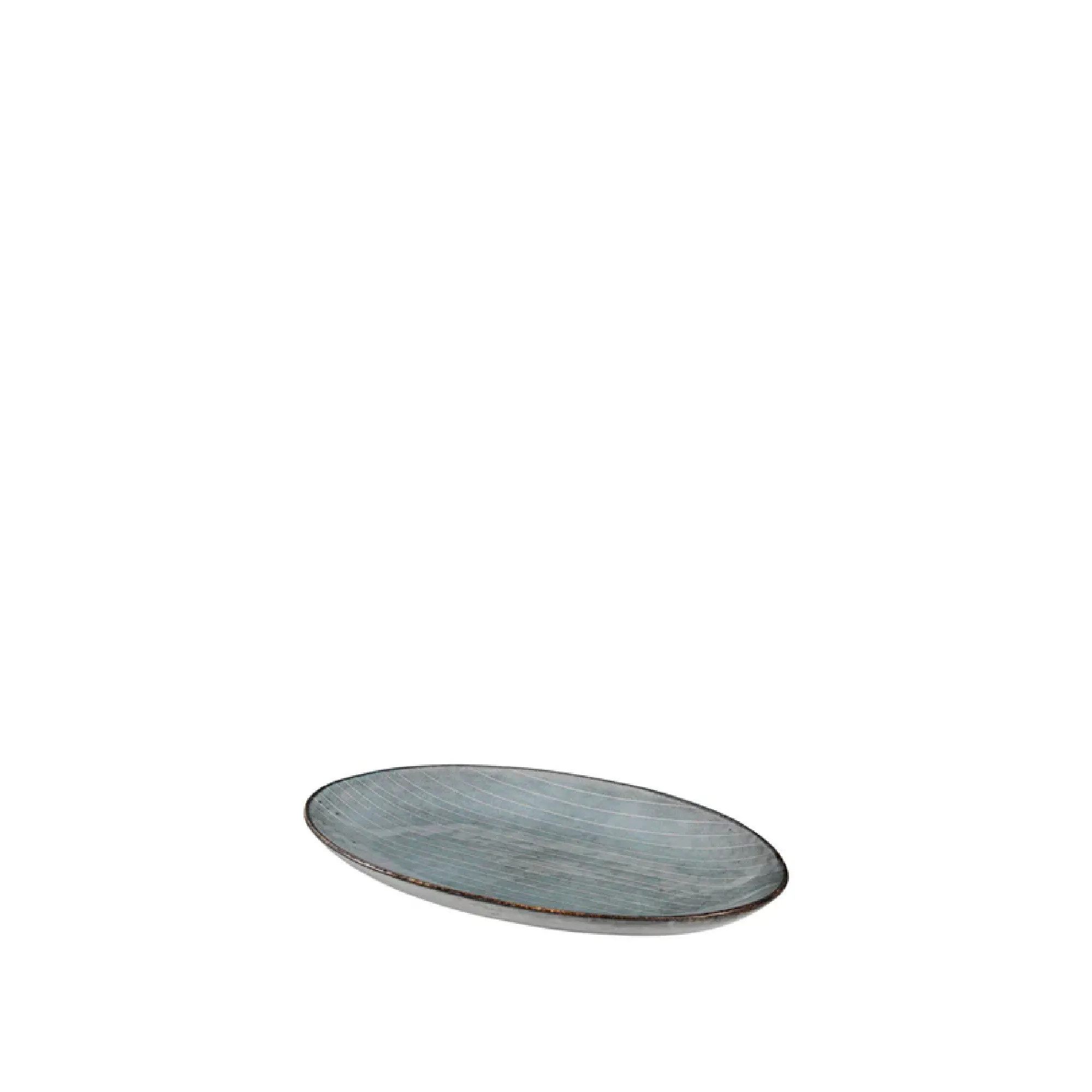 Broste Copenhagen Servierplatte Broste Copenhagen Nordic Sea kleine ovale Servierplatte 22 x 13,6 cm, Reaktiv Glasiertes Steingut