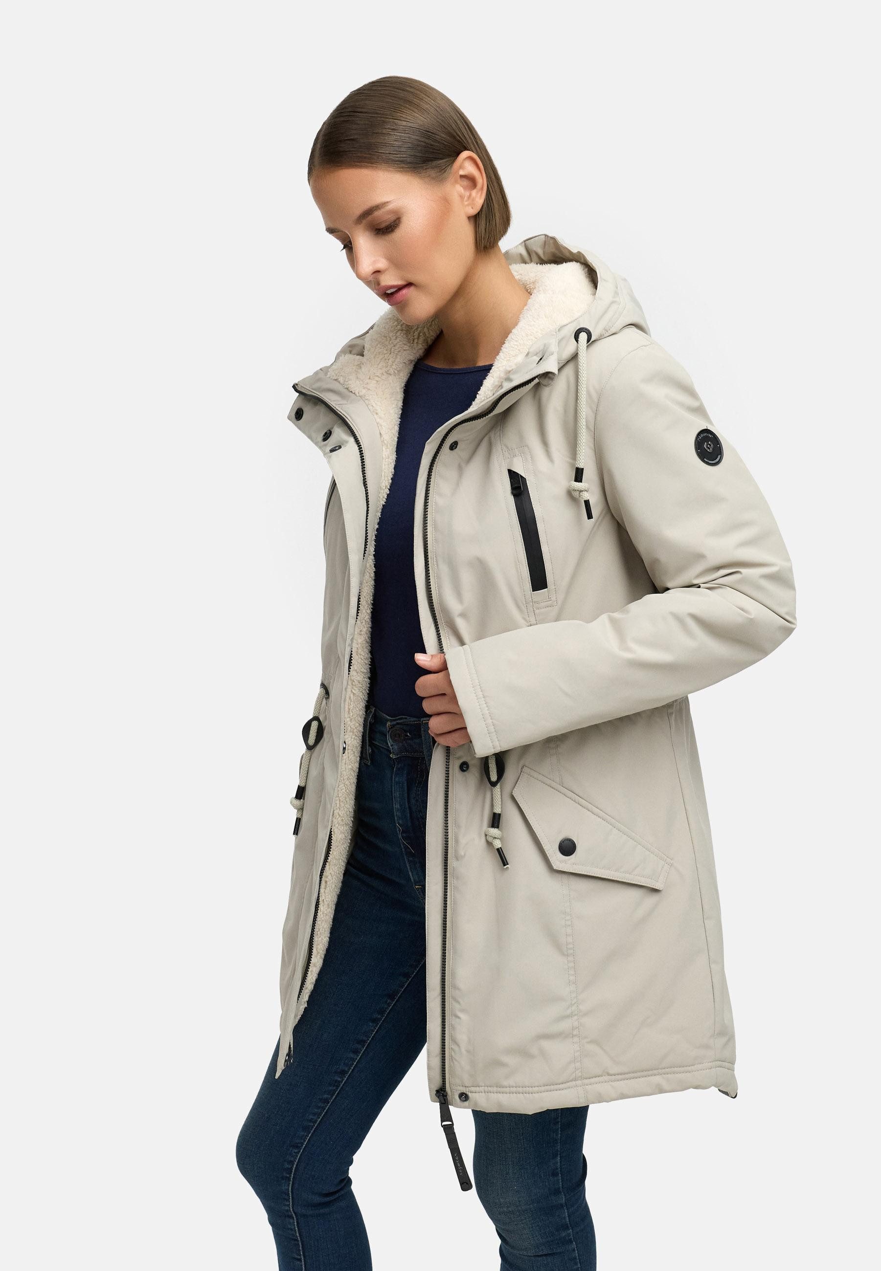 Ragwear Wintermantel Elsien wasserdichter Winterparka mit Teddyfell-Futter