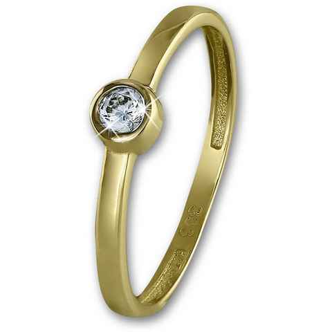 GoldDream Goldring GDR509YX GoldDream Gelbgold Damenring Kristall 8Kt (Fingerring), Damen Ring Stein aus 333 Gelbgold - 8 Karat, Farbe: gold, weiß