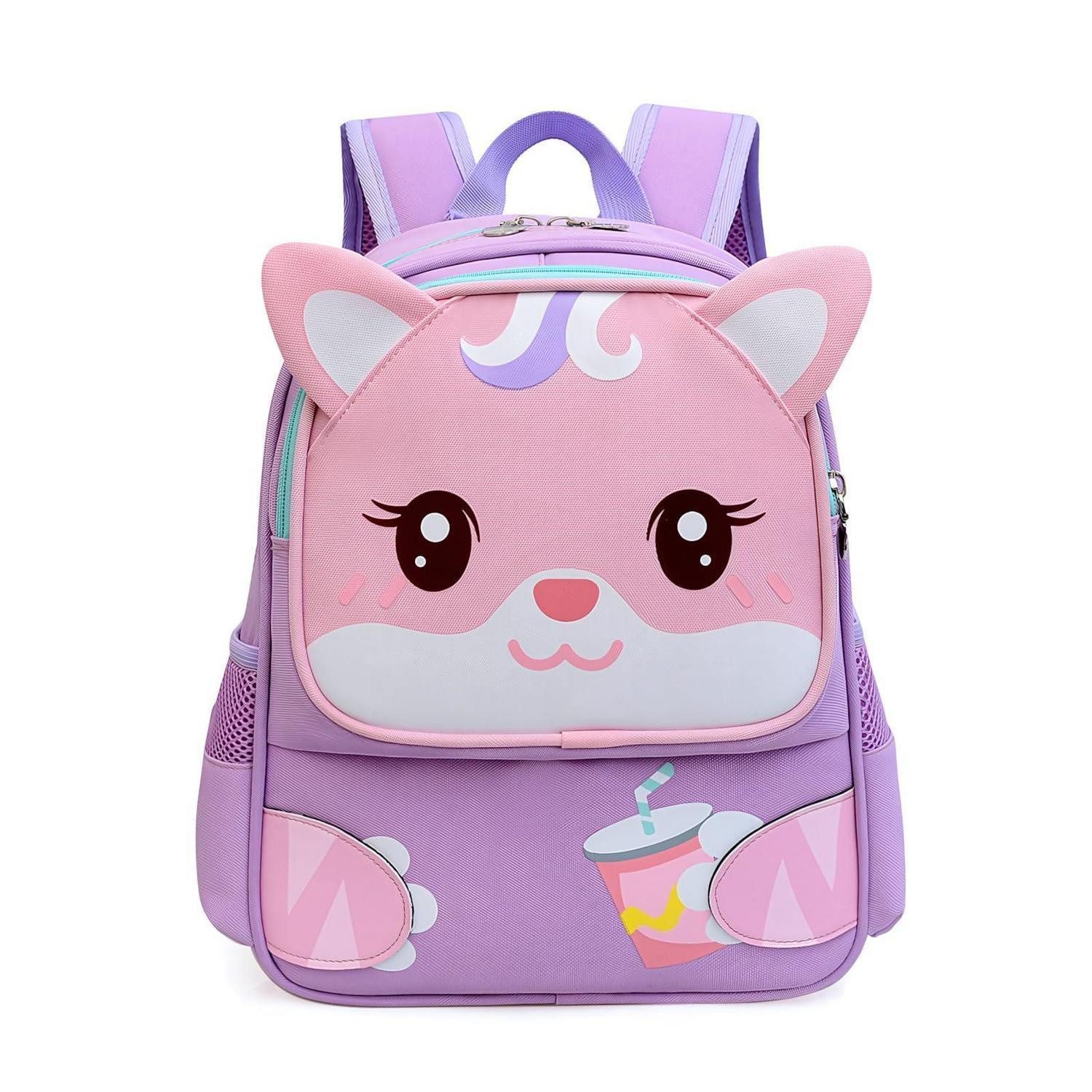 LuxusKollektion Kinderrucksack Kindergarten Rucksack Mädchen Katze Lila 34x26x15cm