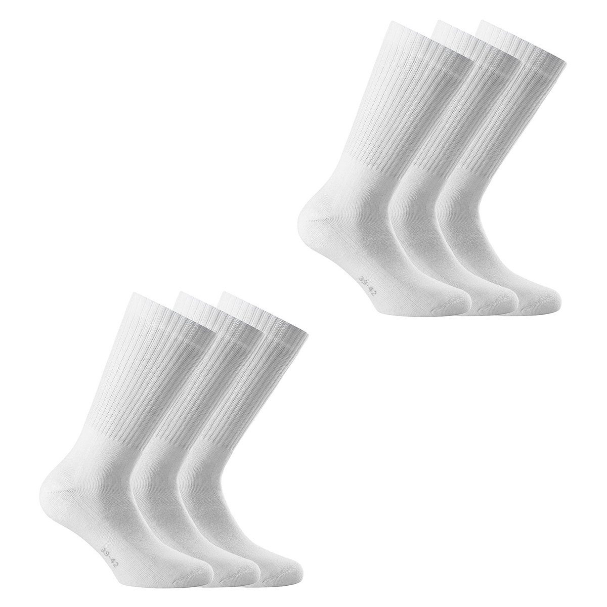 Rohner Socks Sportsocken Unisex Sport Socken, 6er Pack - Basic Sport Weiß
