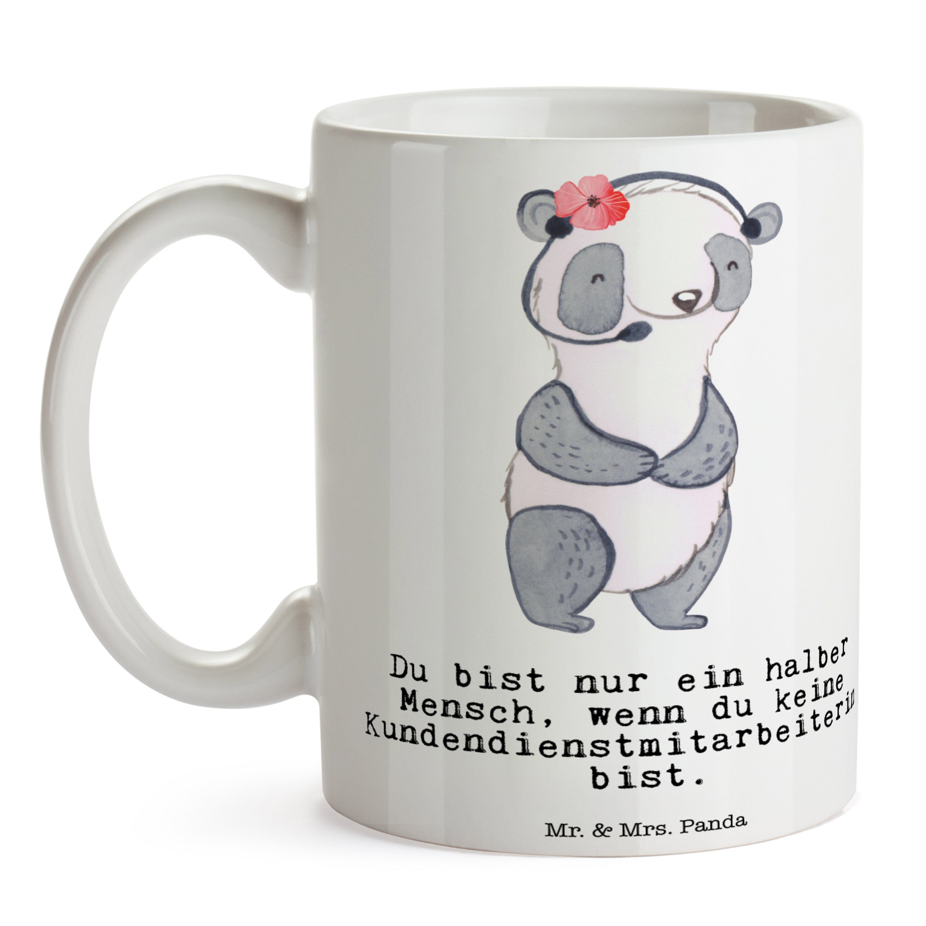 Mr. & Mrs. Panda - Keram, mit Kundendienstmitarbeiterin Herz Tasse Weiß - Geschenk, Keramik Teetasse