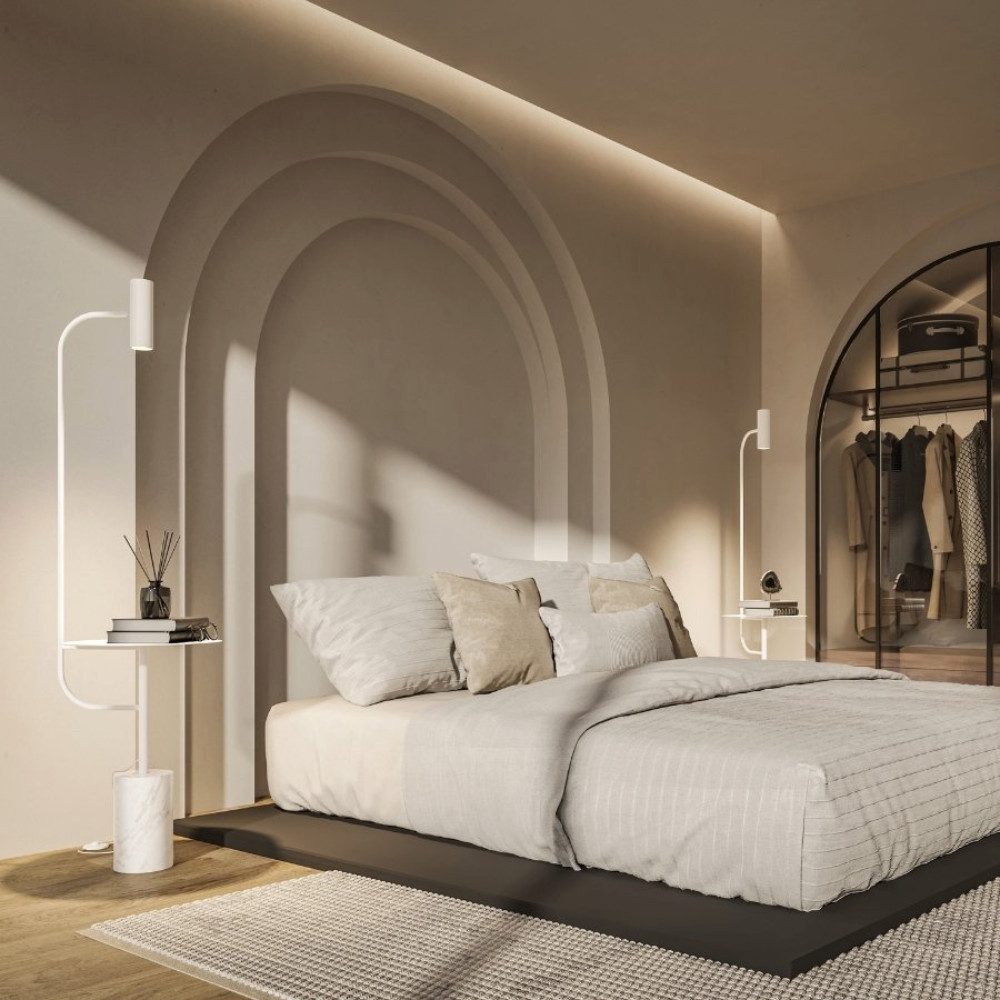 Neona Stehlampe ARTEMIS Weiß, Bewegliches Leuchtelement, GU10 6W, Warmweiß