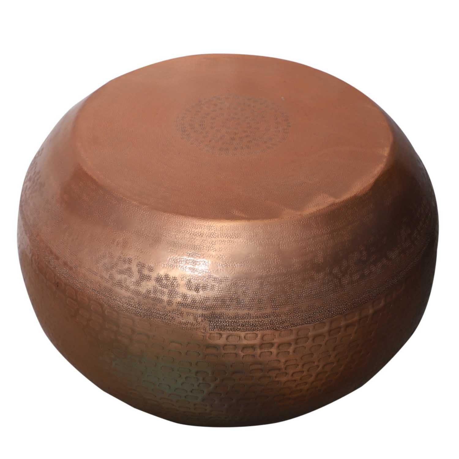 Casa Moro Höhe Orientalischer 1 55cm Hocker Beistelltisch 35cm Tisch), Couchtisch Kupfer rund ein Hammerschlag, mit Aluminium aus Yara Ø Sofatisch (Couchtisch Luxus