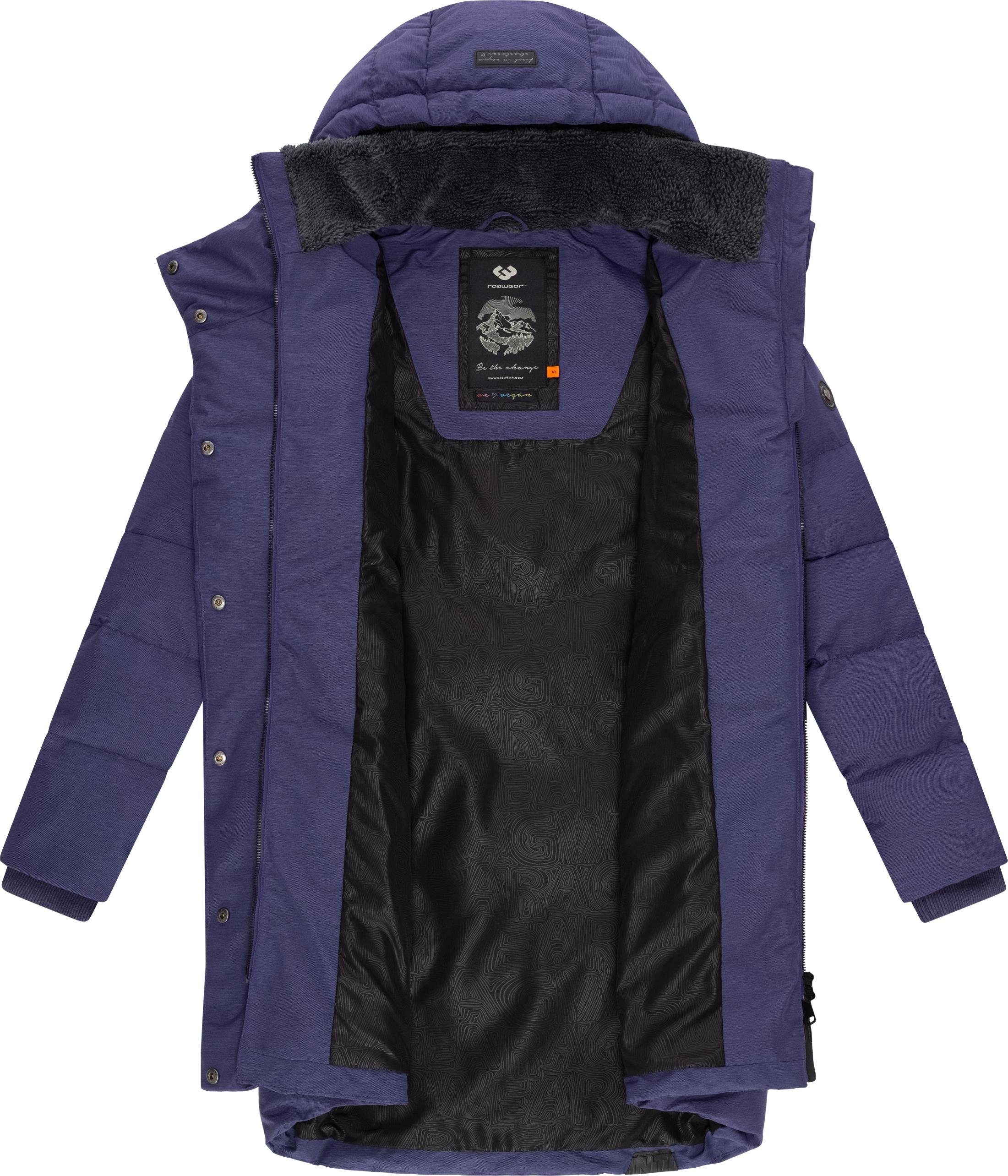 und Wintermantel Kapuze lila Teddyfutter stylischer Winterparka Ragwear mit Pavla