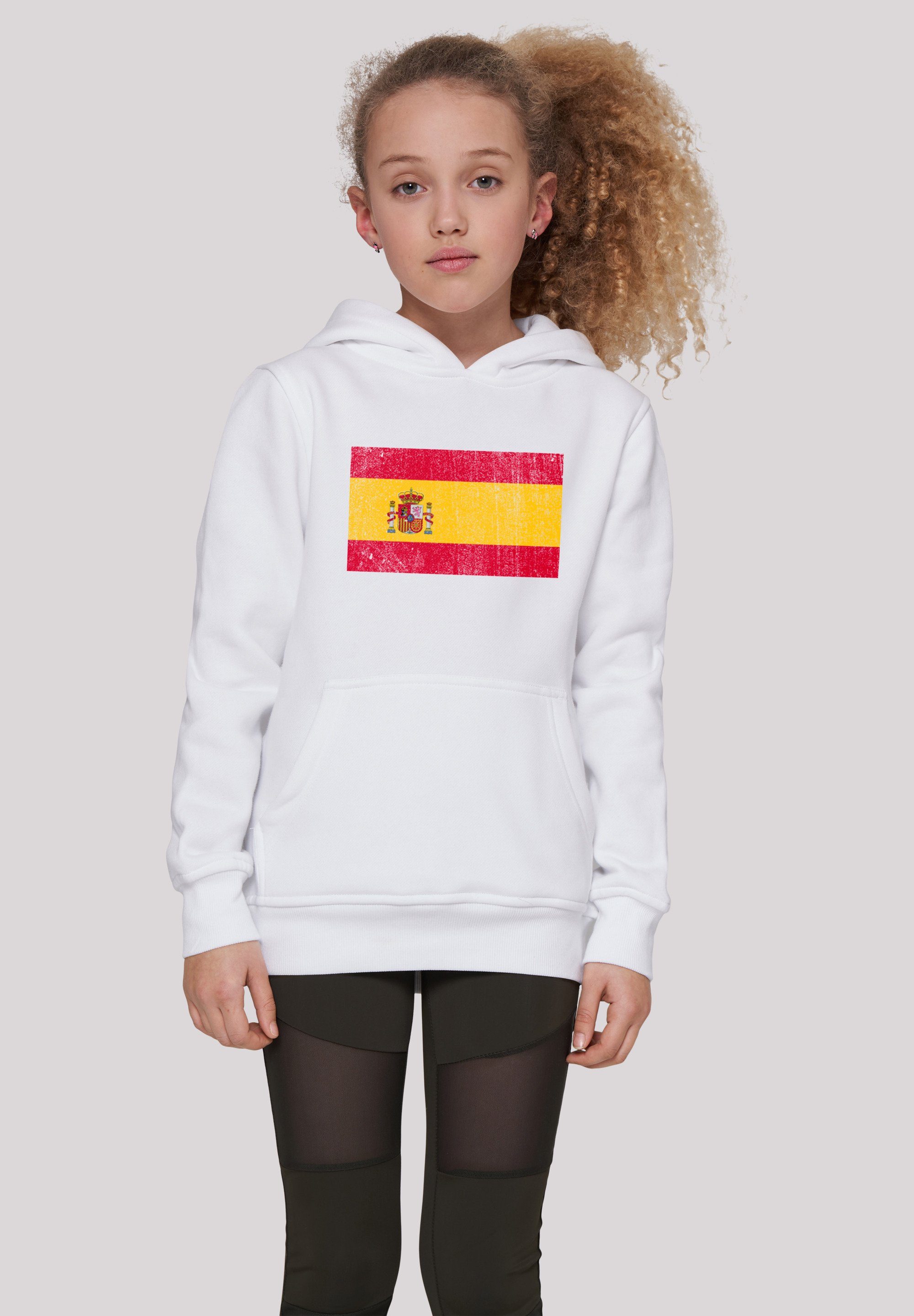 F4NT4STIC Kapuzenpullover Spain Spanien Flagge distressed Print weiß