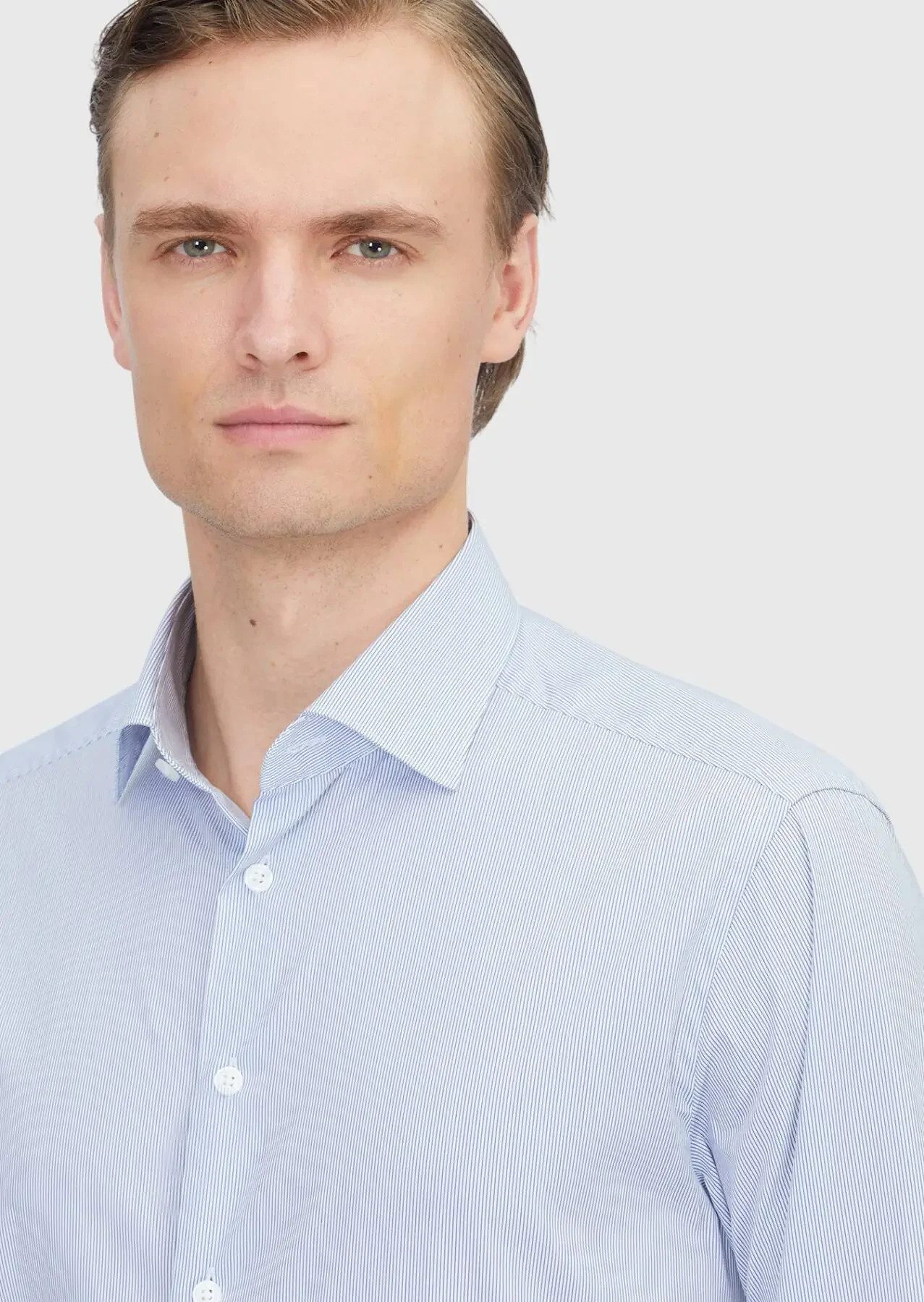RAMSEY Hemdbluse Marineblau gestreiftes Hemd in regulärer Passform aus klassischem Baum