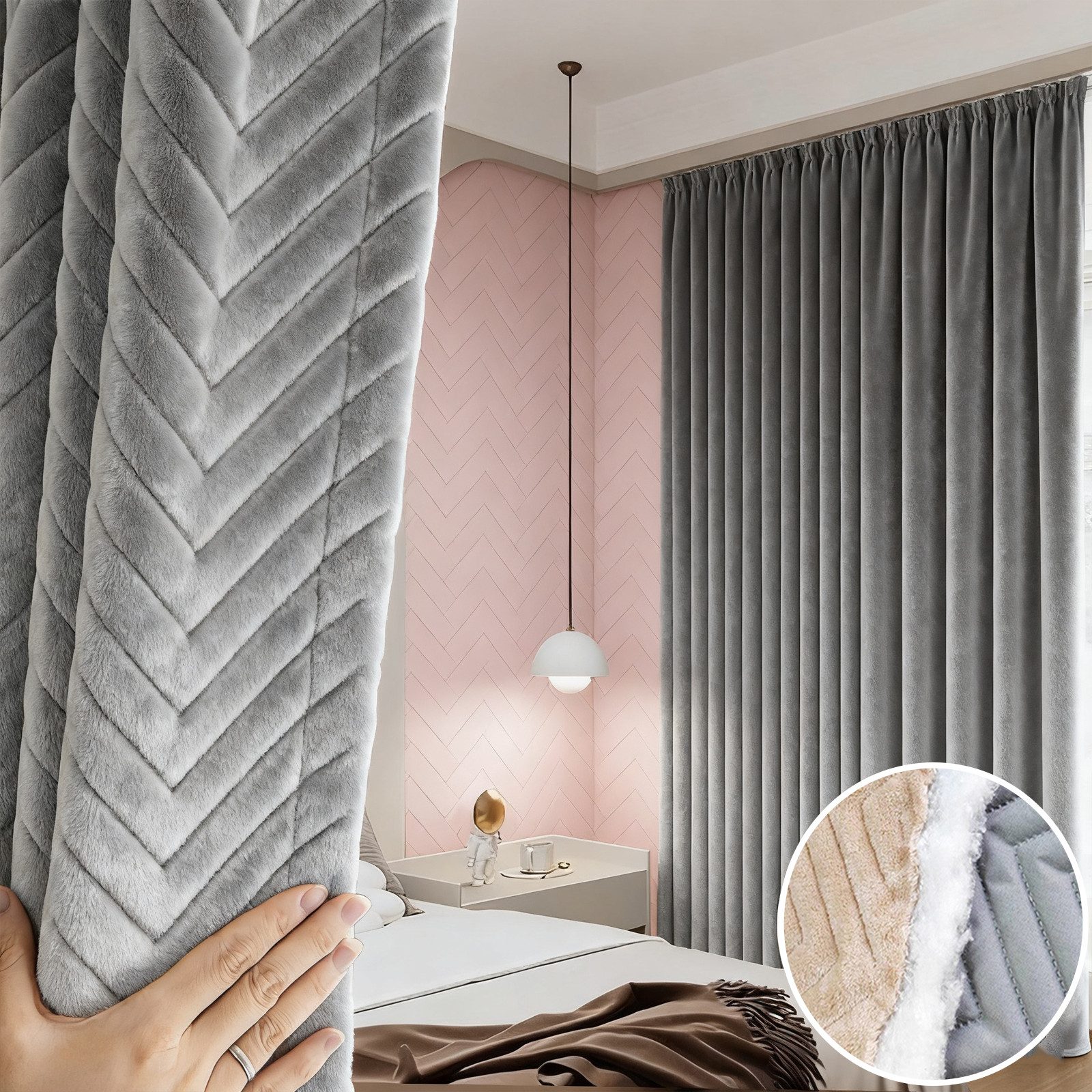 Jibenhome Schiebegardine Thermovorhang Verdunkelungsvorhang Plüsch Gesteppt günstig online kaufen