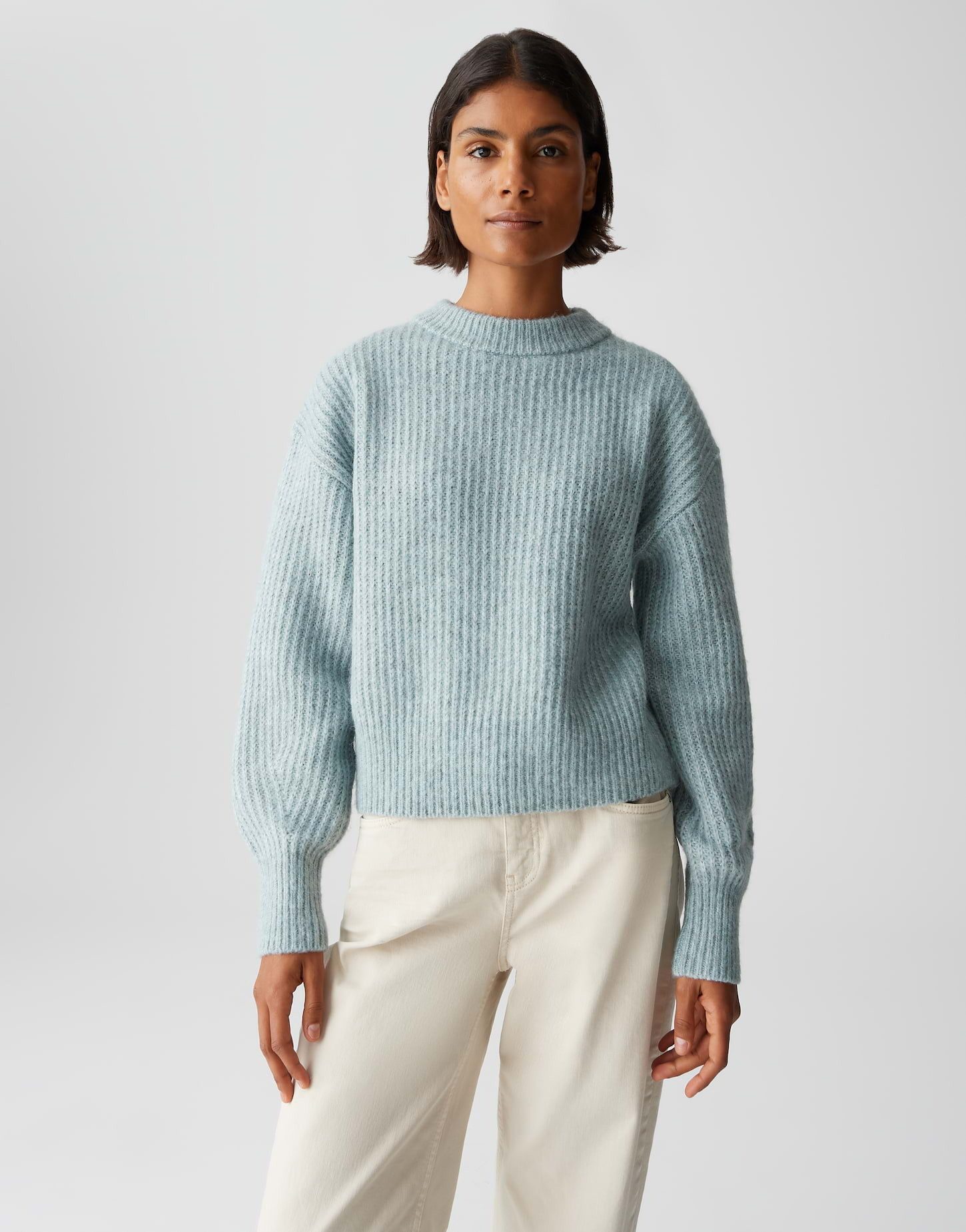 OPUS Strickpullover PLENI mit Rippstrickmuster überschnittene Schulter mit günstig online kaufen