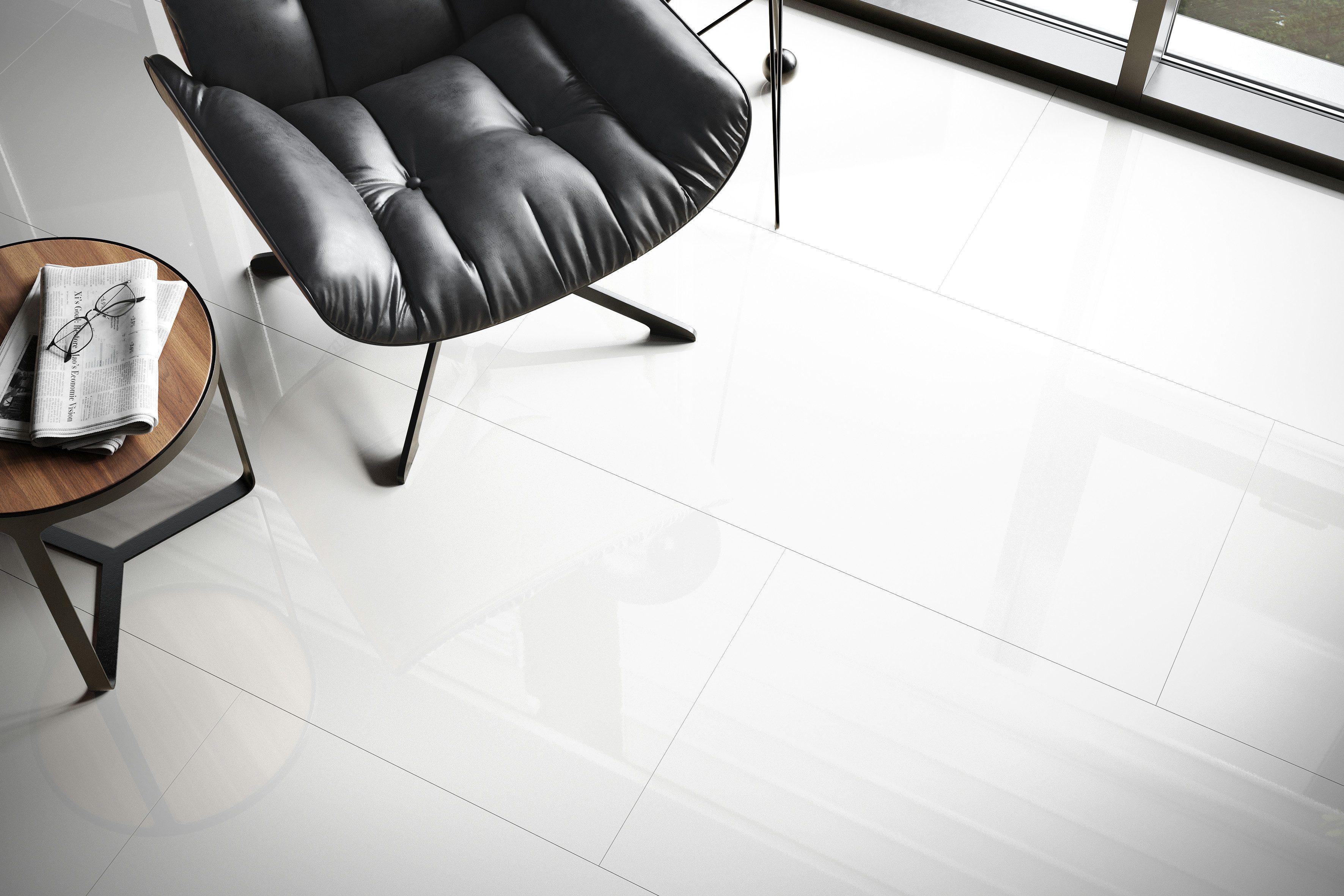 FALQUON GmbH Laminat MAX Fliese - Großformat 1220x610 mm - hochglänzend - Stone 2.0 Optik, Packung, In 1 Packung: 4 Paneele - 2,977m², feuchtigkeitsresistent - 1 Packung: 4 Paneele - 2,977m²
