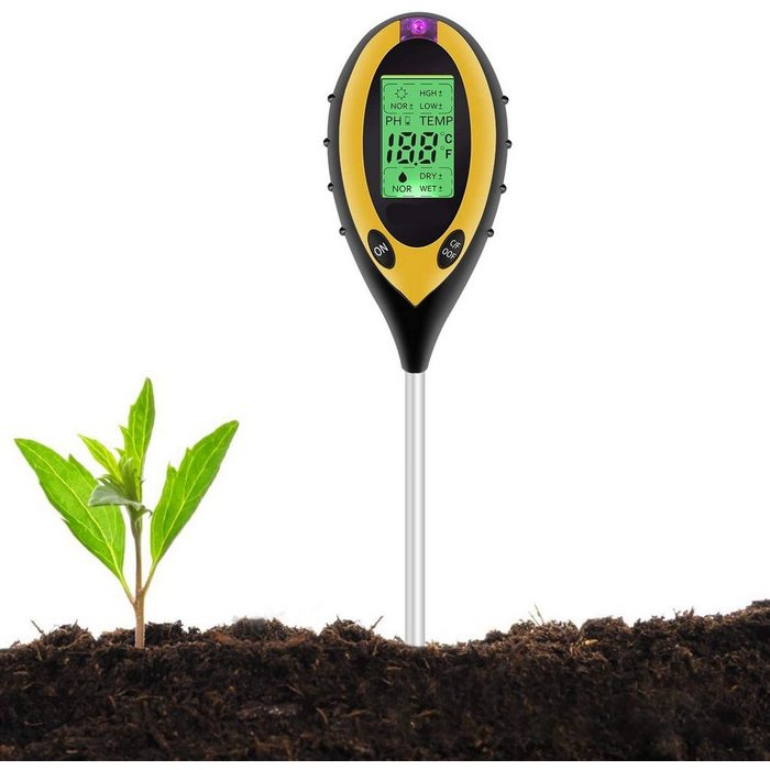 Housruse Hygrometer Abafia Bodentester Pflanzen Tester 4-in-1 PH-Meter Sonnenlicht Temperatur Feuchtigkeitsmesse PH Wert Messgerät für Pflanzen