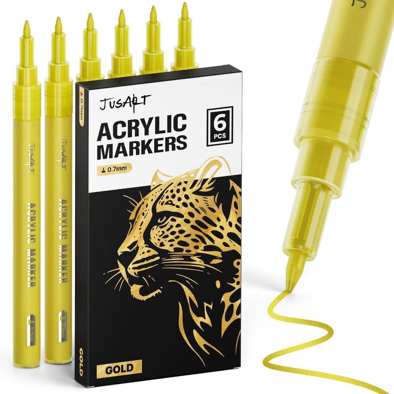 LuxusKollektion Permanentmarker Permanentmarker Gold 0,7mm feine Spitze 6er Pack