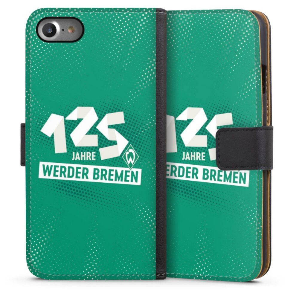 DeinDesign Handyhülle 125 Jahre Werder Bremen Offizielles Lizenzprodukt, Apple iPhone 8 Hülle Handy Flip Case Wallet Cover Handytasche Leder