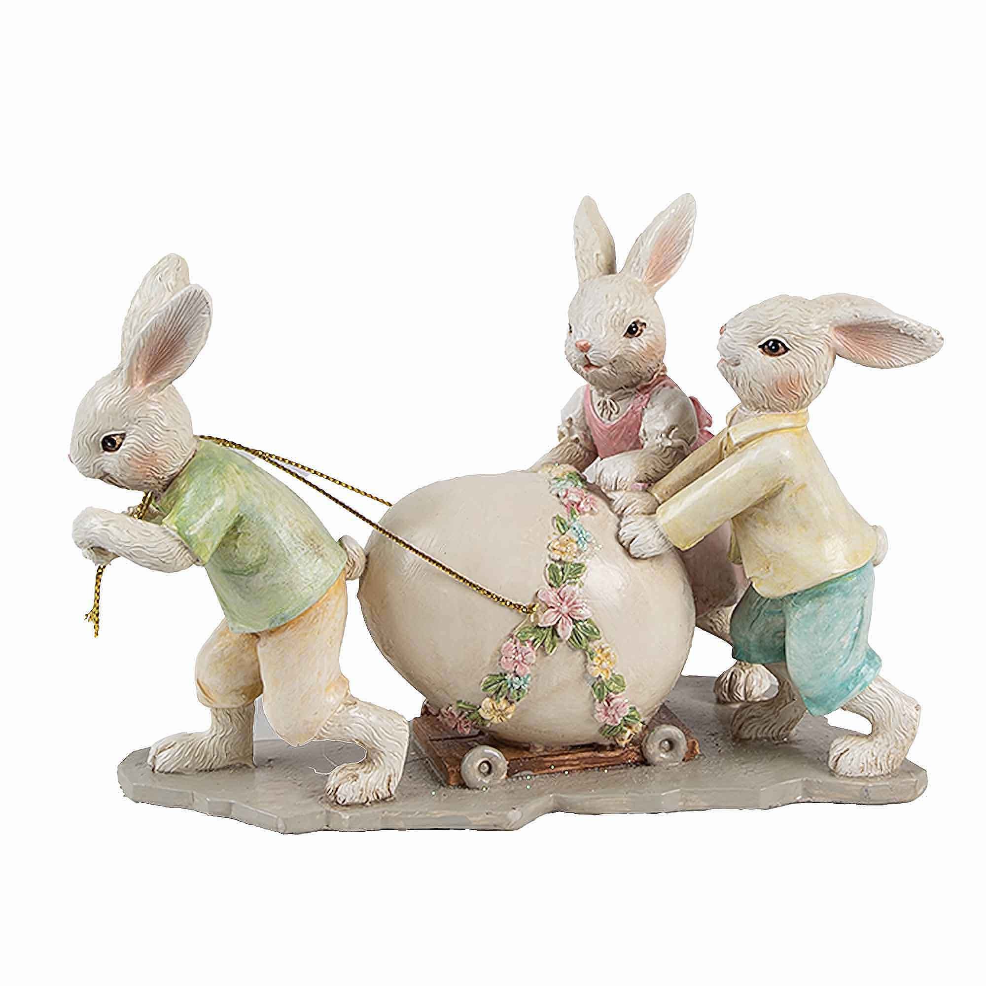 Clayre & Eef Osterhase Hasenbande Пасхальный зайчики 17 x 8 x 11 cm, Sammelfigur, Statue, Osterdeko, Dekofigur, Tierfigur