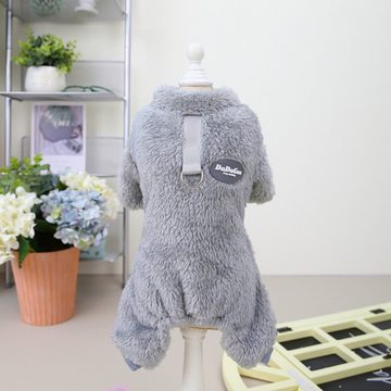 GelldG Hundepullover Haustier-Schlafanzug Sherpa-Fleece Jammies mit D-Ring für Hunde Katzen