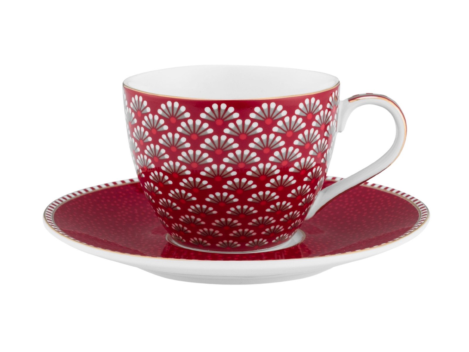 PiP Studio Espressotasse Blooming Tales Dark Red Espressotasse mit Untertasse 0,12l, Porzellan