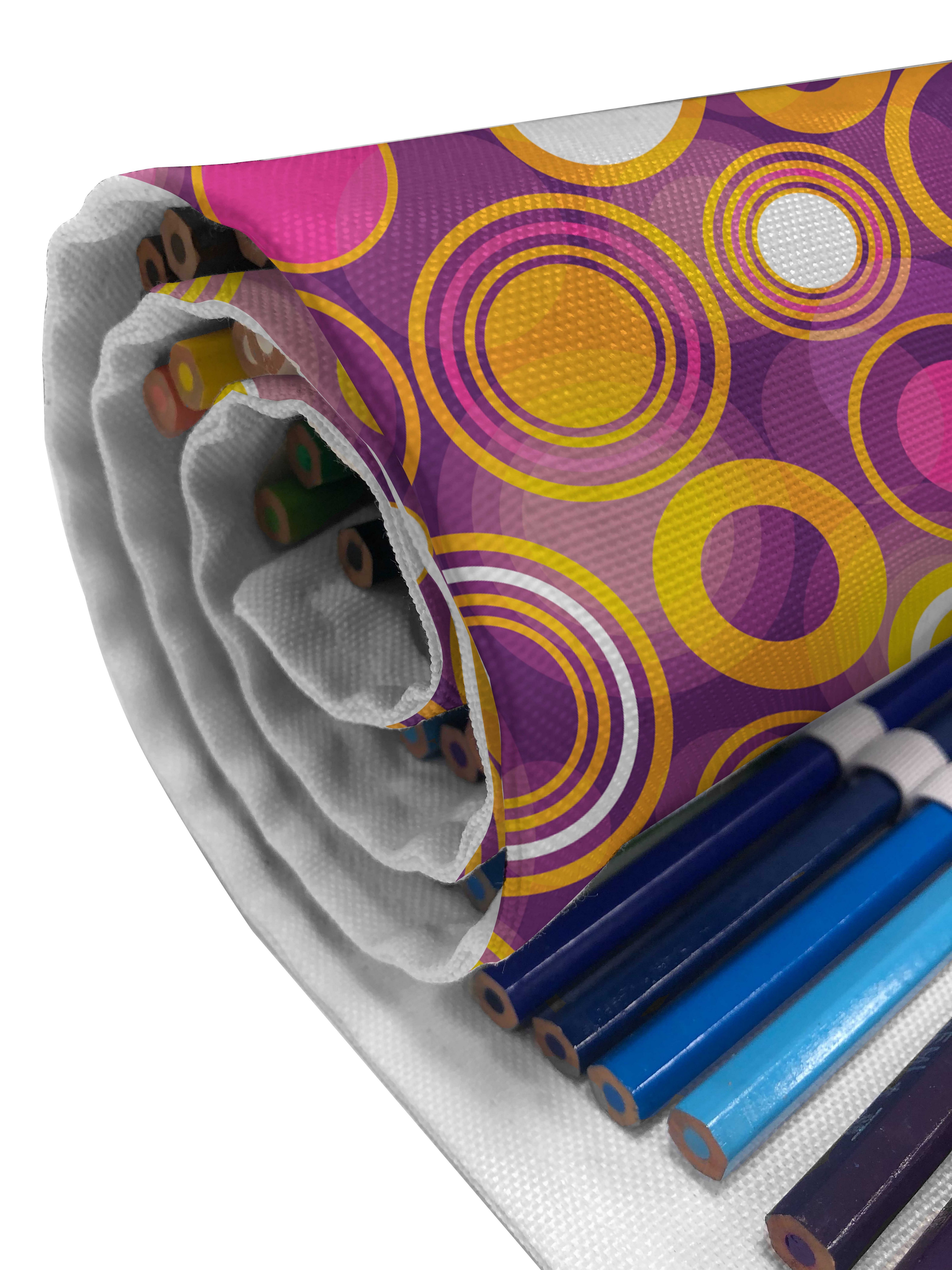 Abakuhaus Federmäppchen langlebig und tragbar Segeltuch Stiftablage Organizer, Geometrisch Vintage Kreise Runde