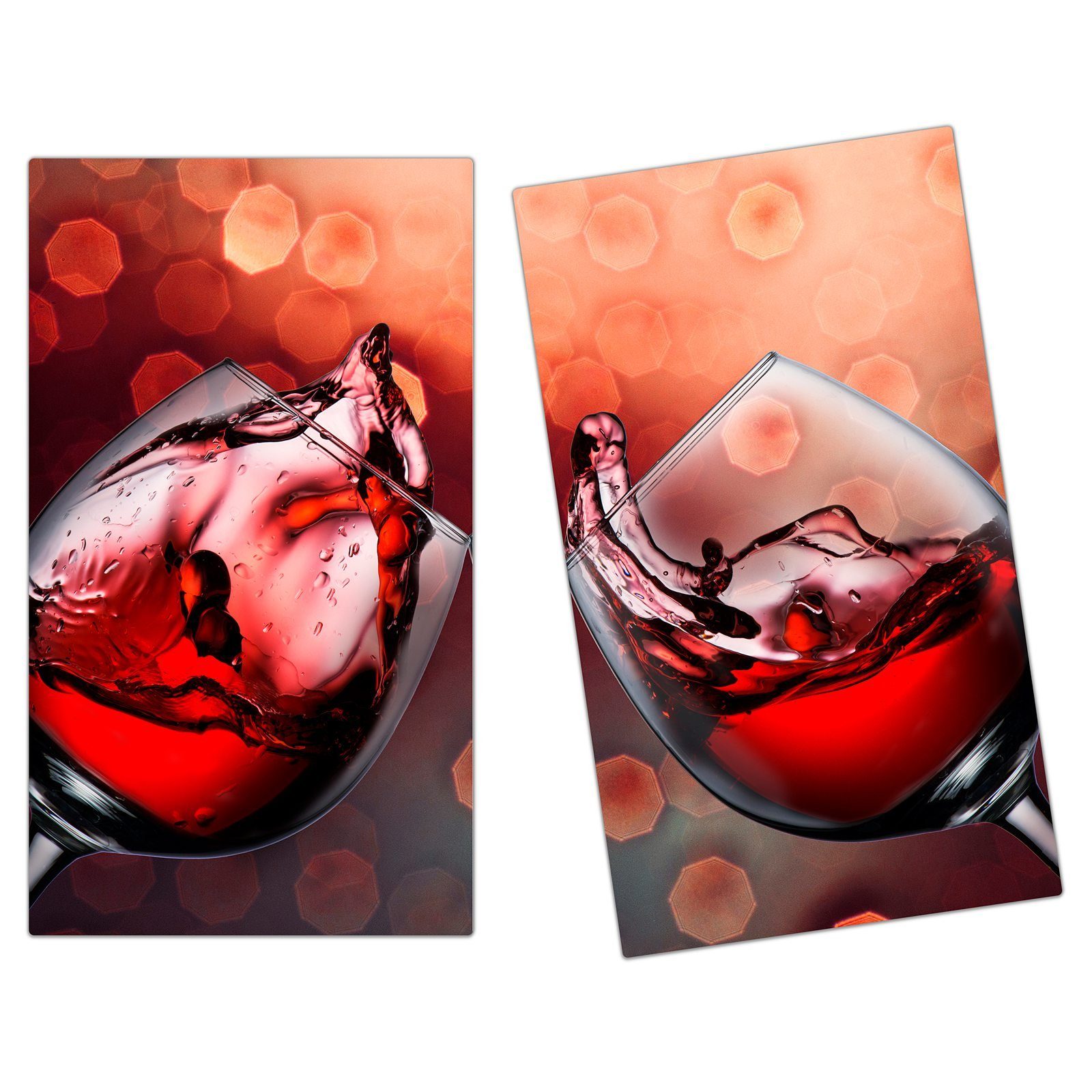 Primedeco Herd-Abdeckplatte Herdabdeckplatte Spritzschutz aus Glas Jubel mit Rotwein, Glas, (2 tlg)