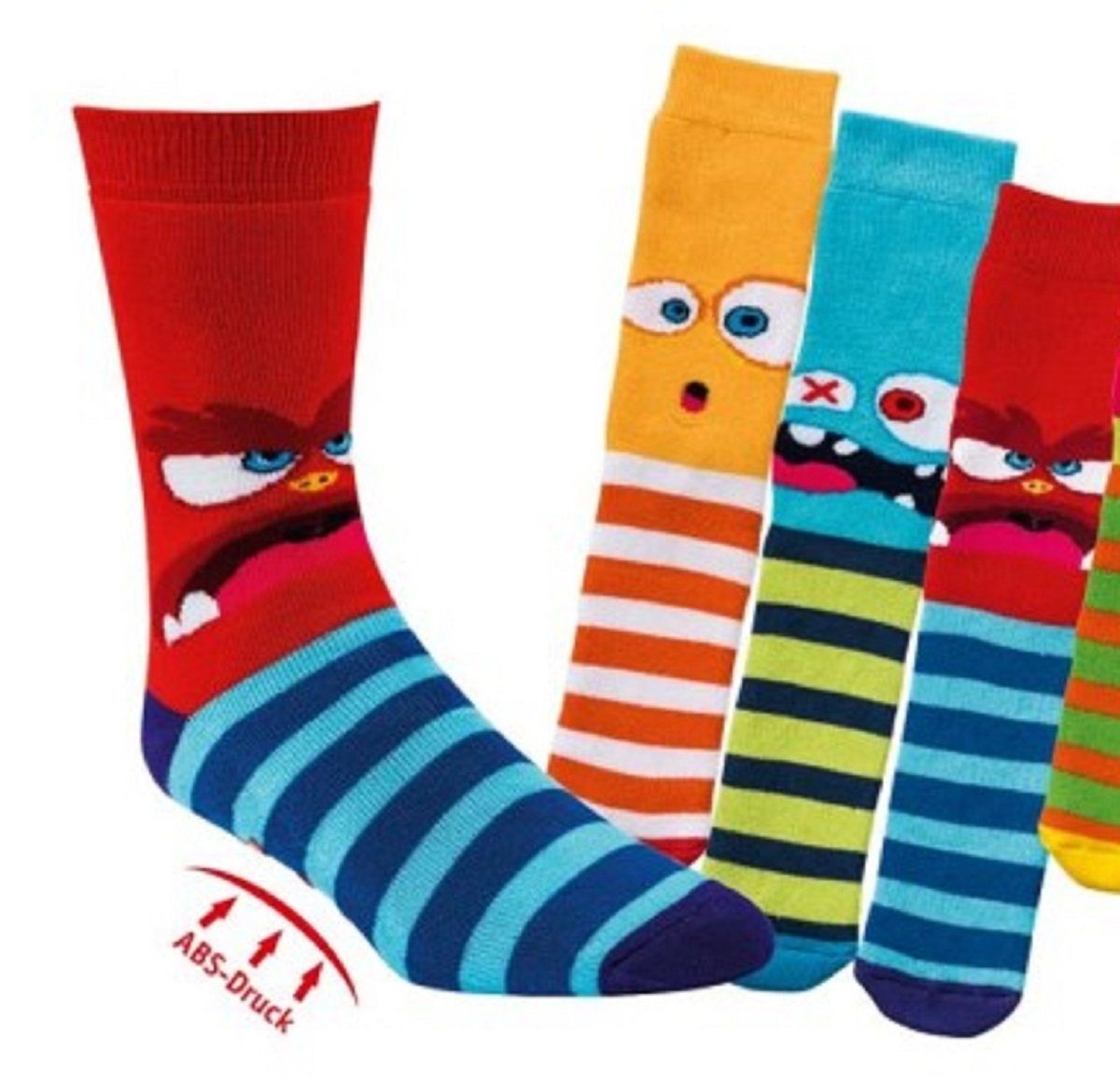 Bündel 4 Bündel, Socks Fun Socken ABS lustige Monster (3-er Socks ABS-Socken Kinder Fun 3-er 3er-Bündel) 4 ABS-Druck 1-Paar,