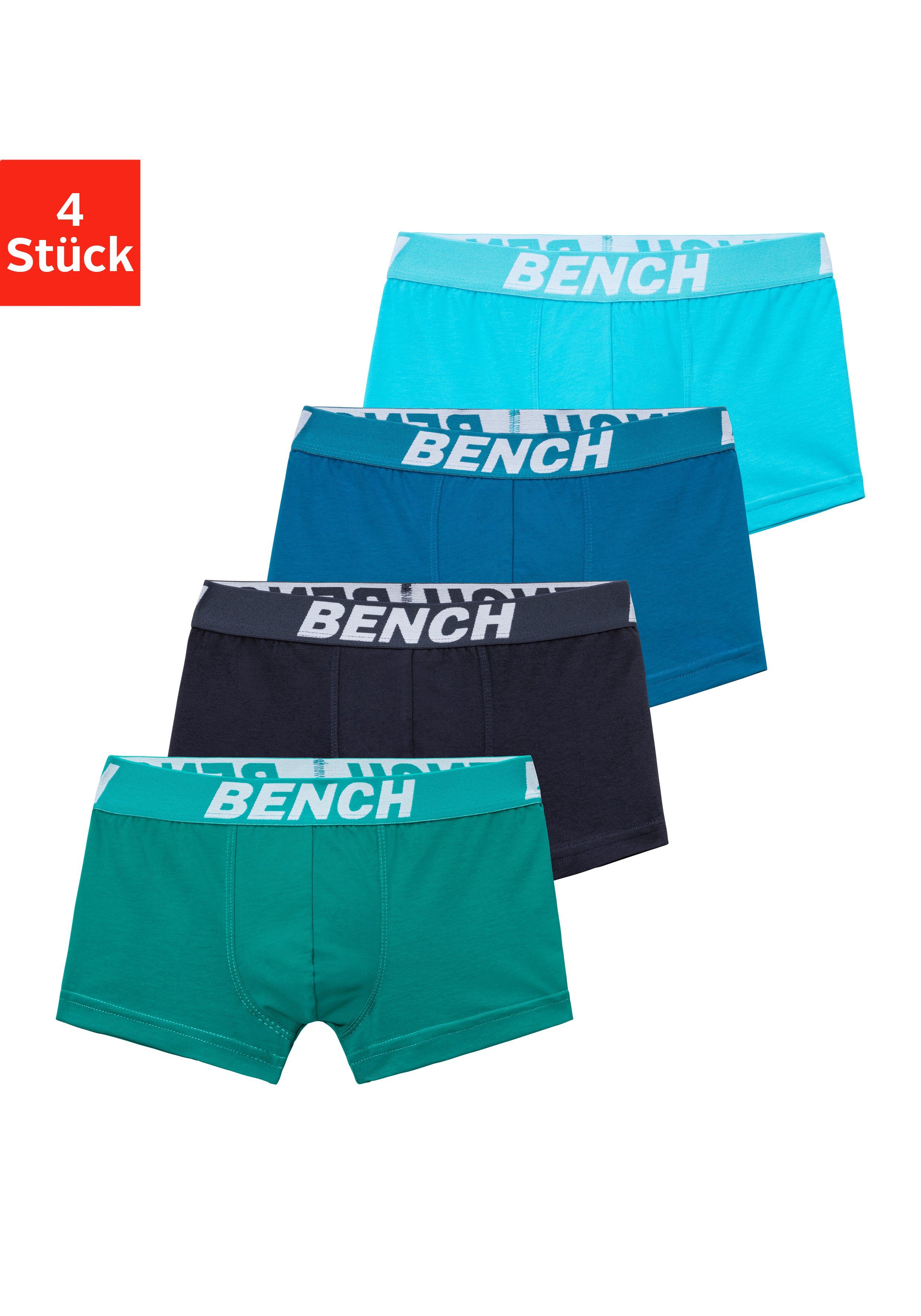 Bench. Boxer (Packung, 4-St) für Jungen mit Bench Schriftzug im Bund petrol, mint, navy, türkis