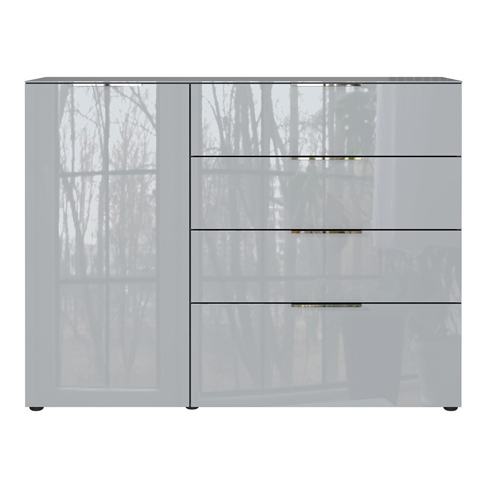 Lomadox Kommode OXFORD-01, Sideboard Stauraumschrank silbergrau graphit, B/H/T ca. 134/102/42 cm