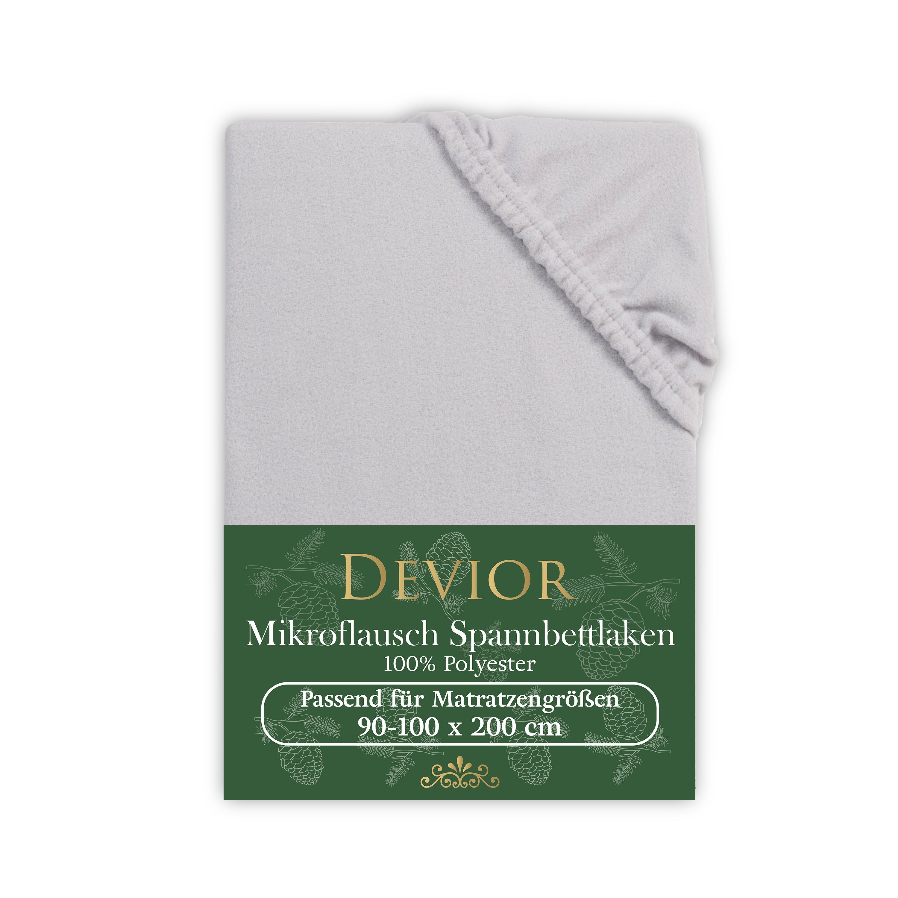 Devior Spannbettlaken Fleece 100% Polyester, kuschelig warmes Winterspannbettlaken, 140 g/m², Fleece, Gummizug: Rundumgummizug, Wärmehaltendes Bettlaken 180 x 200 cm für Boxspringmatratze bis 32cm