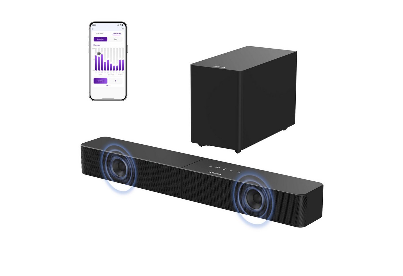 Ultimea Poseidon R3T Soundbar 2.1 Kanal Surround Sound System (Surround Sound für TV, 240 W, 5,25'' kabelloser Subwoofer, HDMI, Bluetooth6.0)