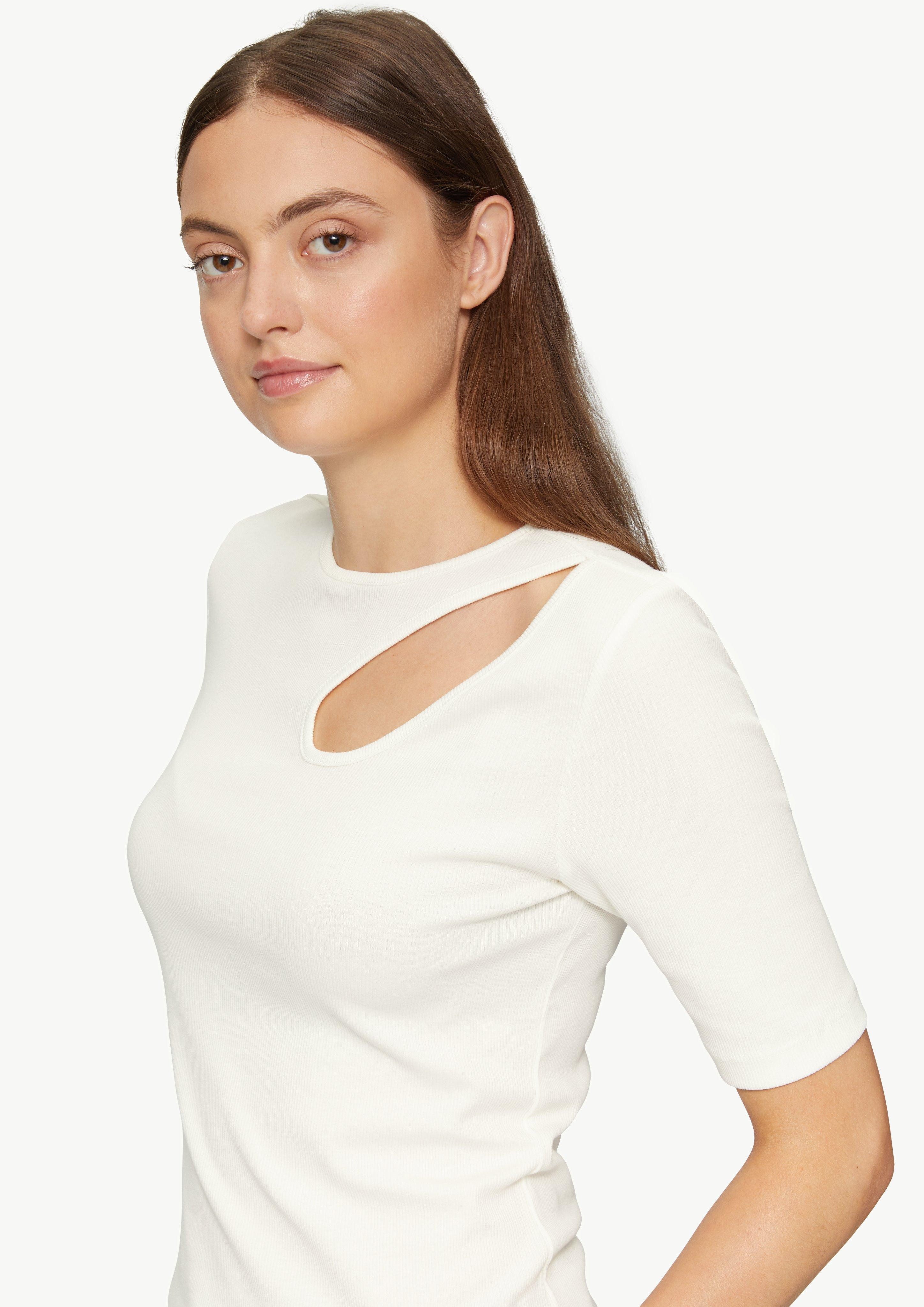 s.Oliver Kurzarmshirt Elastisches Rippshirt mit Cut-out günstig online kaufen