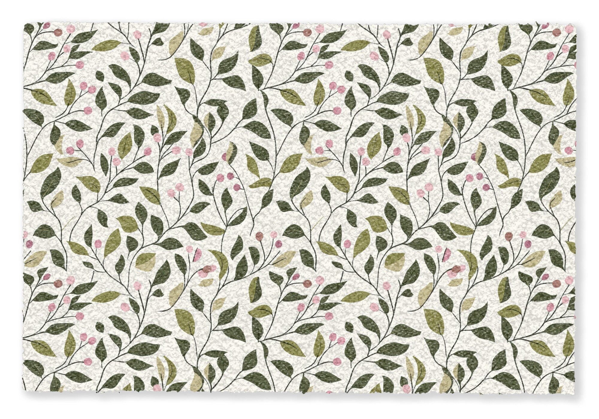 MuchoWow Fußmatte Blätter - Beeren - Rosa, Rechteckig, innen Schmutzfangmatte, Tür, Schmutzfänger Flur, Teppich 60x40 cm