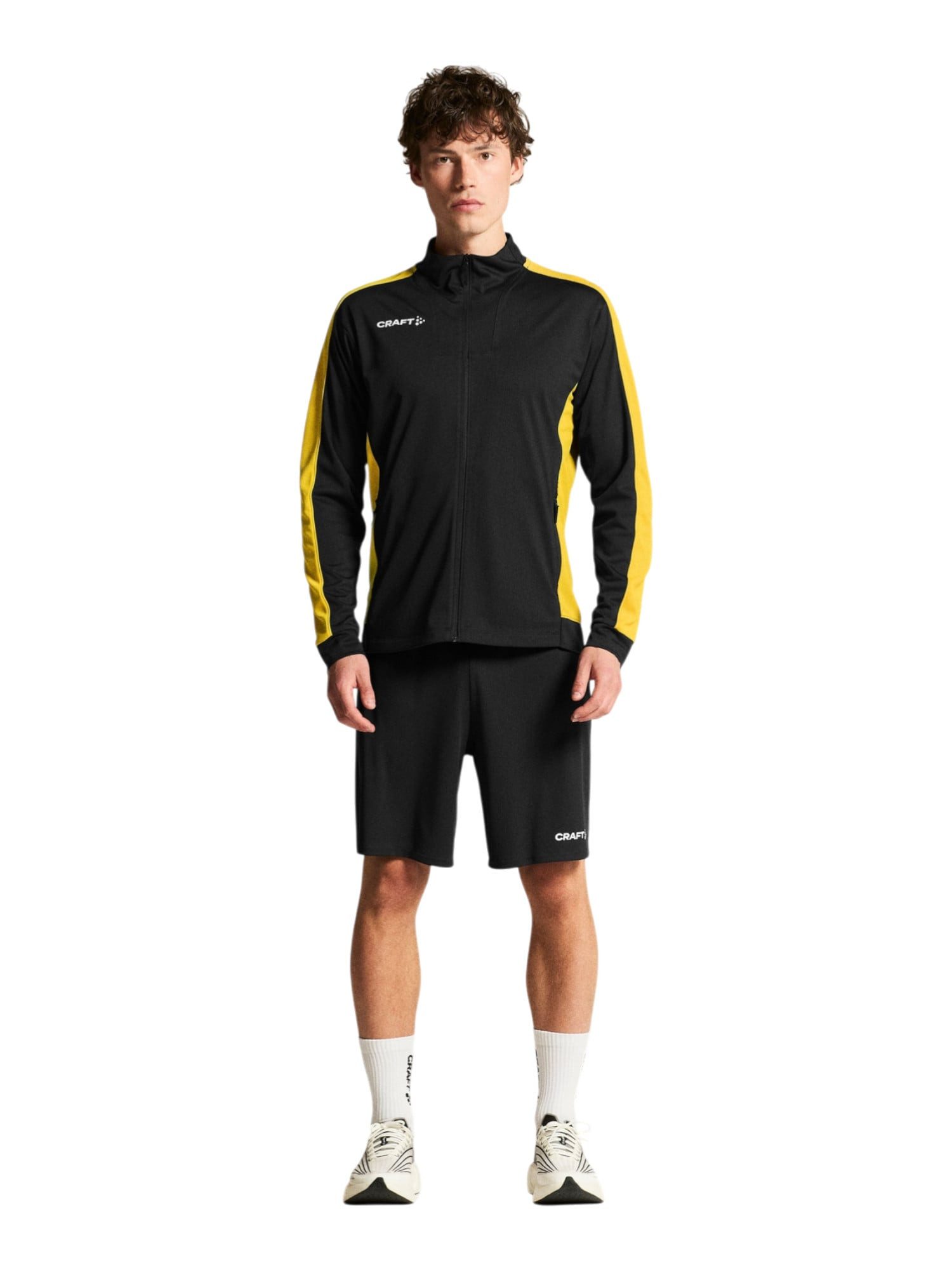 Craft Trainingsjacke Evolve 2.0 Contrast Full Zip (strapazierfähig, elastisch) schwarz/gelb