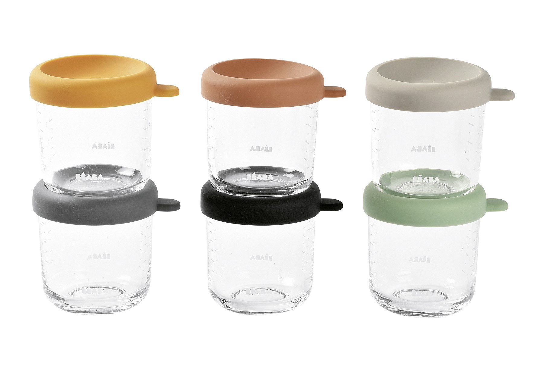 BÉABA Frischhaltedose, Glas, (Packung, 6er-Set), mit austauschbaren Deckeln