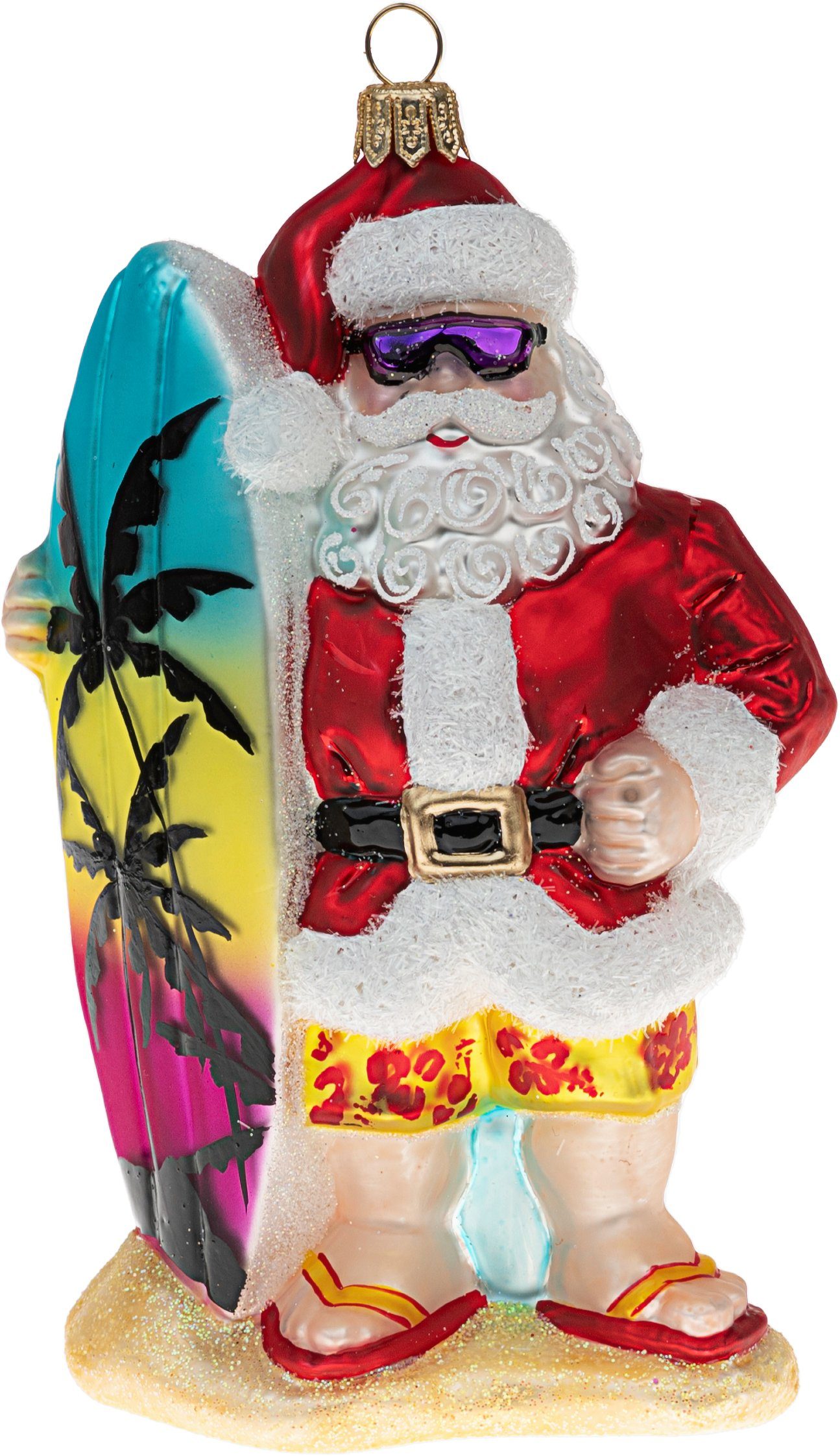 bunt Christbaumschmuck Christbaumschmuck, 13cm Weihnachtsmann Surfer IMPULS Glas