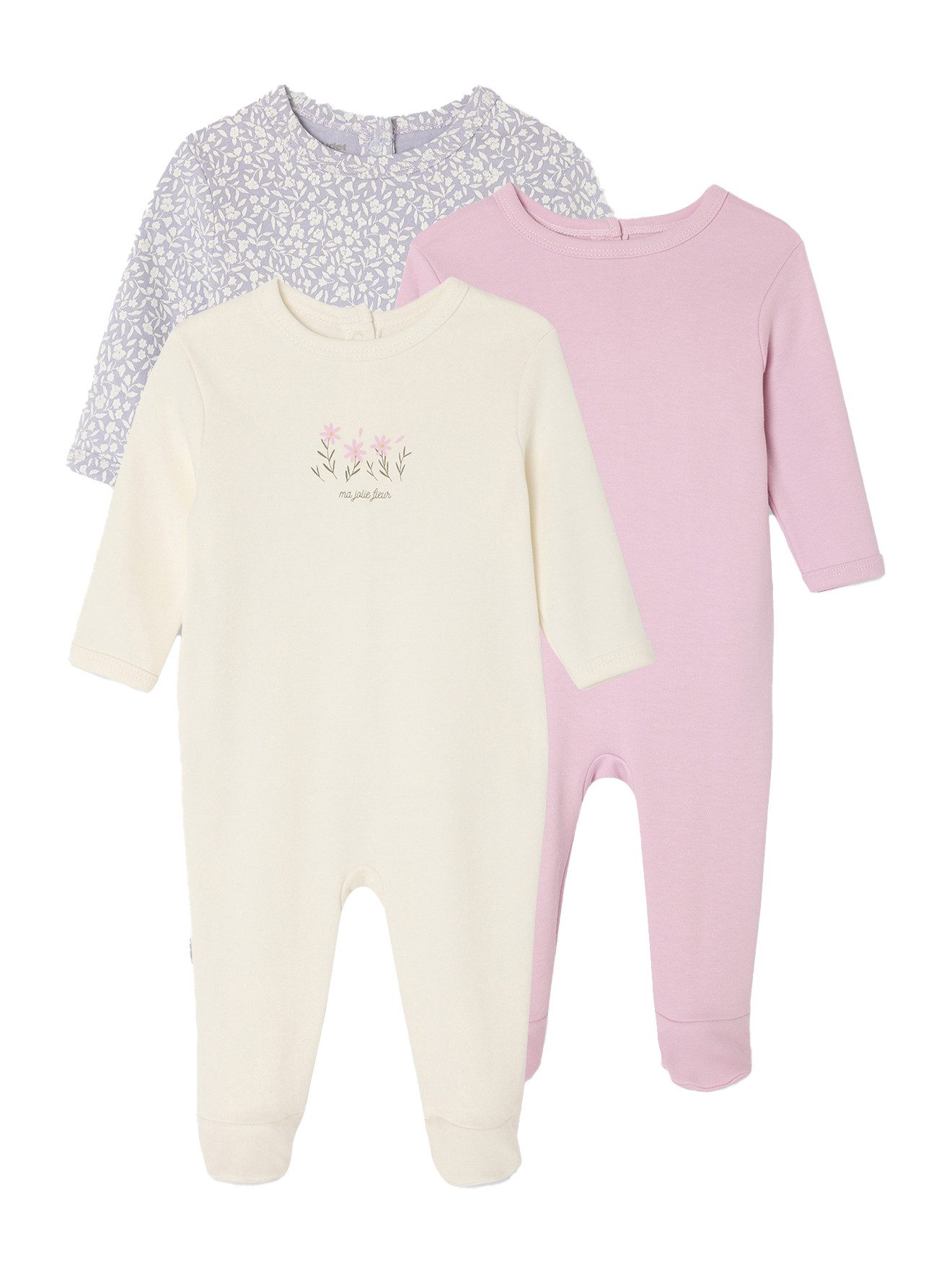 Schlafanzug Bio-Kollektion: 3er-Pack Baby Strampler BASIC