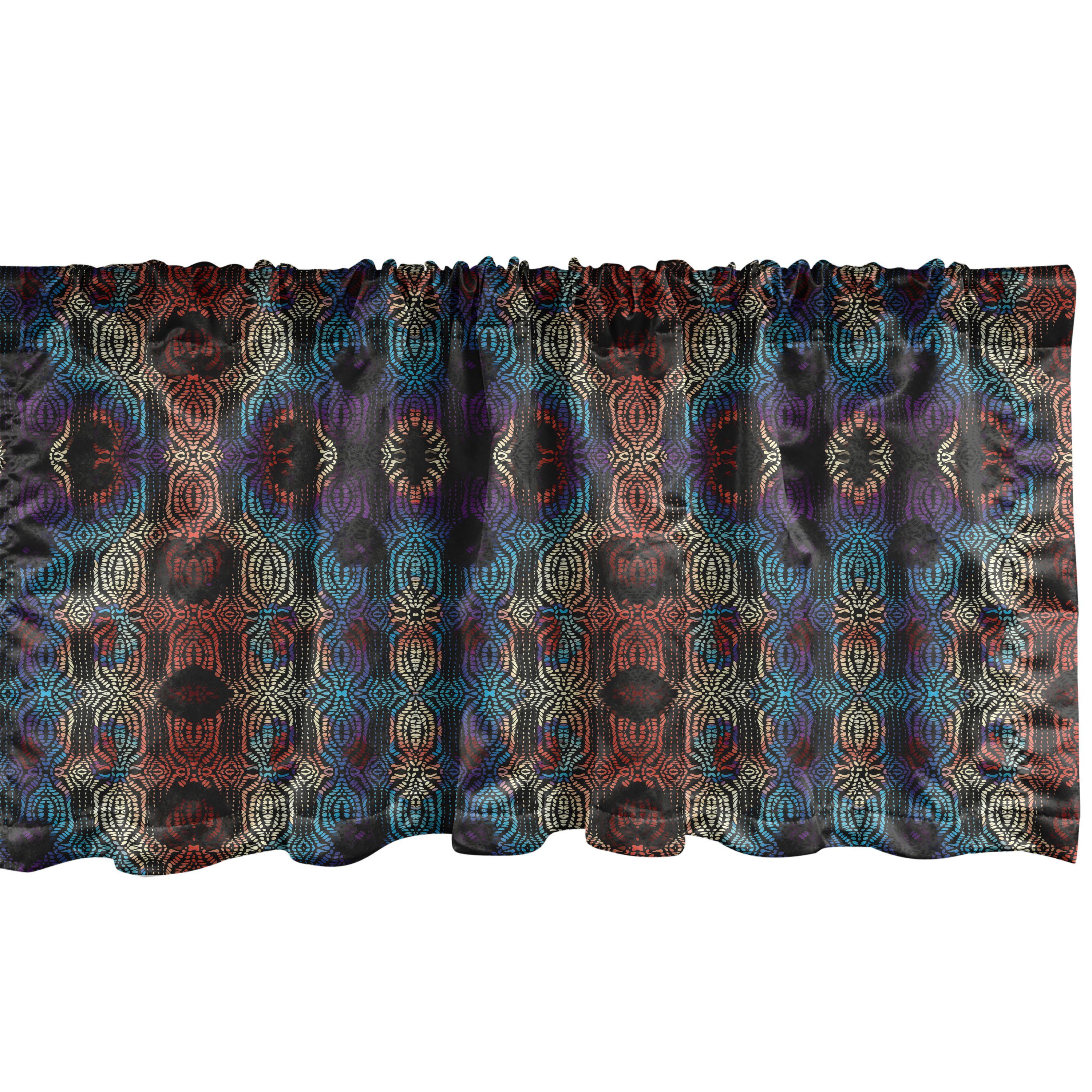 Scheibengardine Vorhang Volant für Küche Schlafzimmer Dekor mit Stangentasche, Abakuhaus, Microfaser, Abstrakt Ethnische Farbübergänge