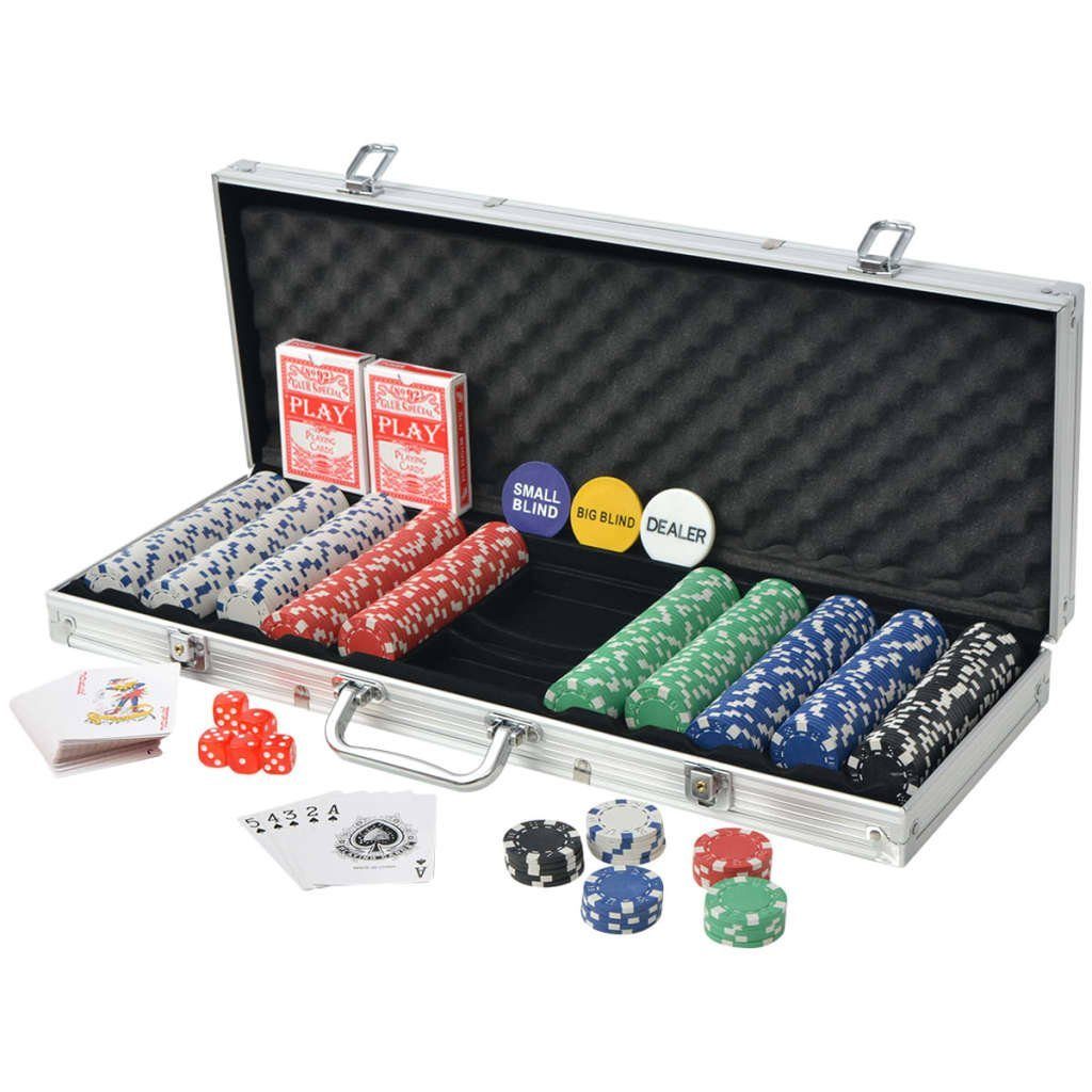 vidaXL Spiel, Poker Aluminium Chips 500 mit Set
