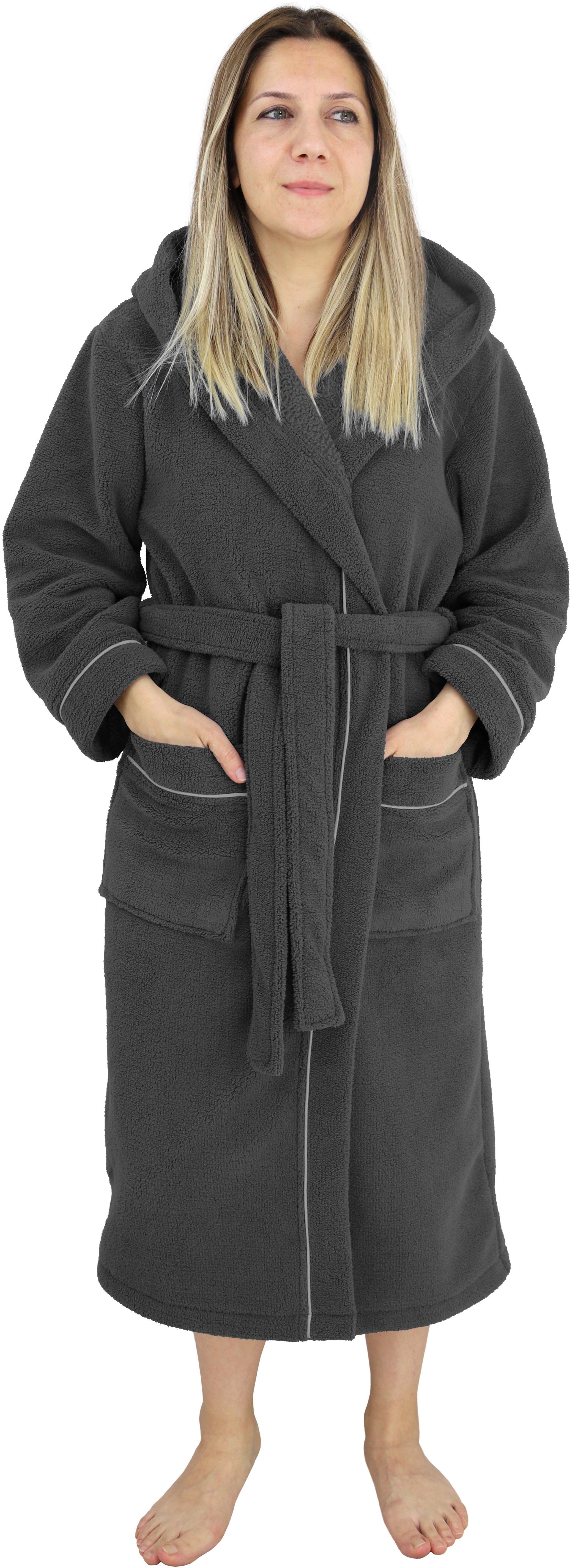 MY HOME Unisex-Bademantel »Lillou« Langform, Microfaser, Kapuze, Gürtel, weiche und kuschelige Qualität, für Damen und Herren, XS-3XL mehr