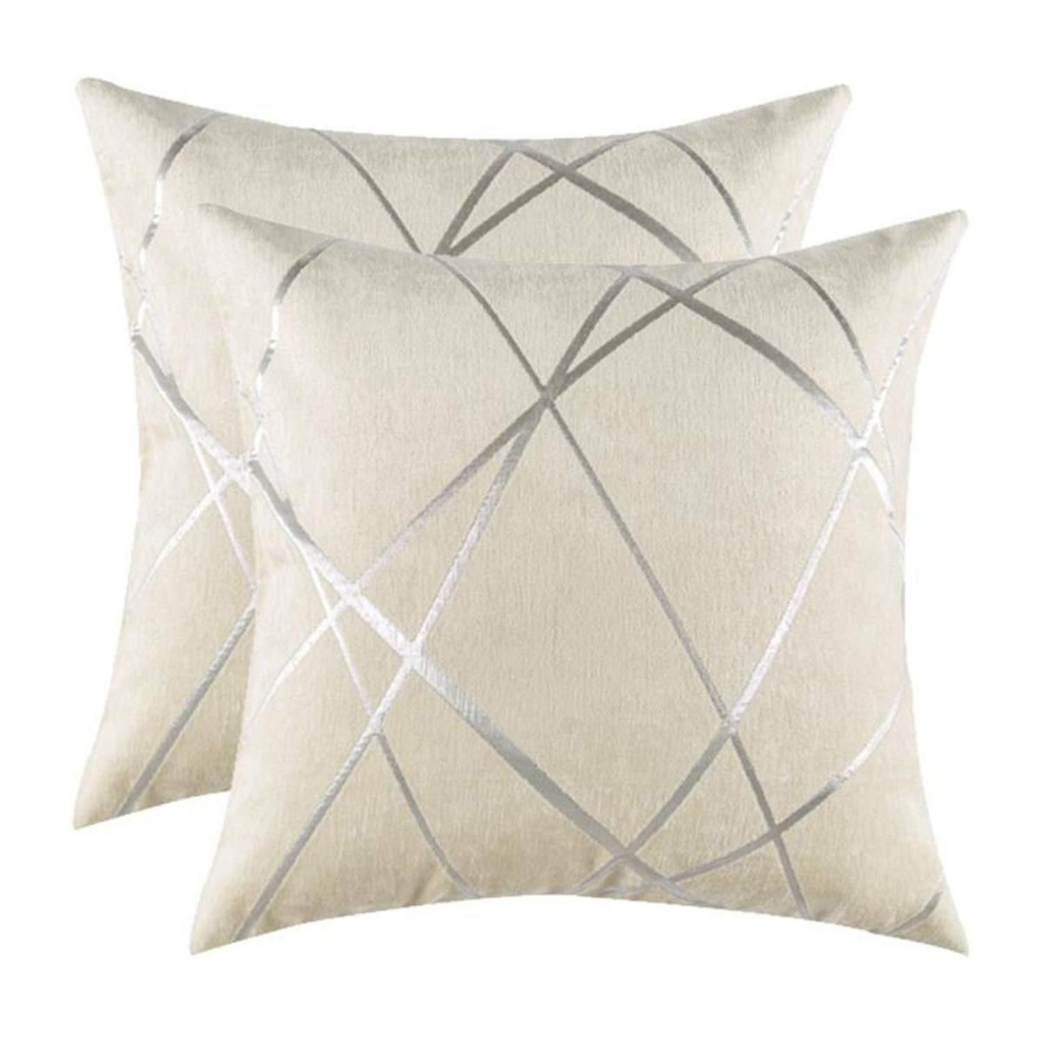 LuxusKollektion Kissenbezug Kissenbezug 55x55cm Creme 2er Set Samt, (2 Stück)