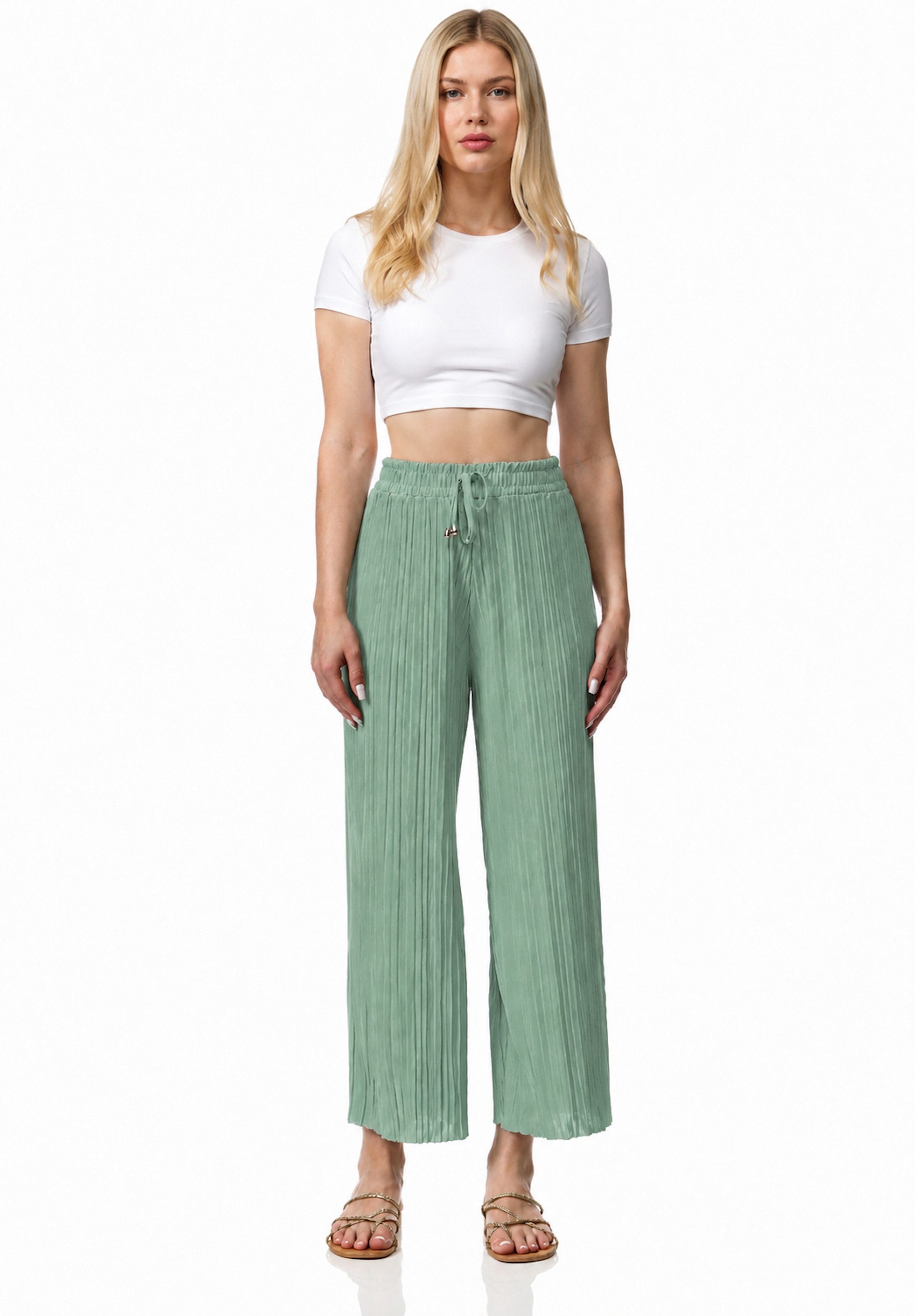 Worldclassca Stoffhose Worldclassca Stoffhose Plissierte Sommer Hose weitem Bein Faltenhose Neue Kollektion - Stilvolle und gemütliche Sommer Mode für Damen – Bild 2 von 2