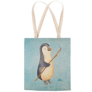 Mr. & Mrs. Panda Tragetasche Pinguin Angler - Eisblau - Geschenk, Seevogel, Angel, Tragetasche, Sh (1-tlg), Robust & Belastbar