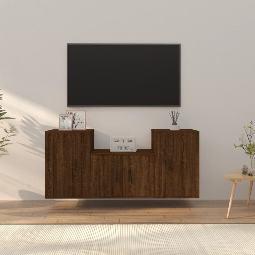 Braun furnicato Holzwerkstoff TV-Schrank TV-Schrank-Set Eichen-Optik 3-tlg.