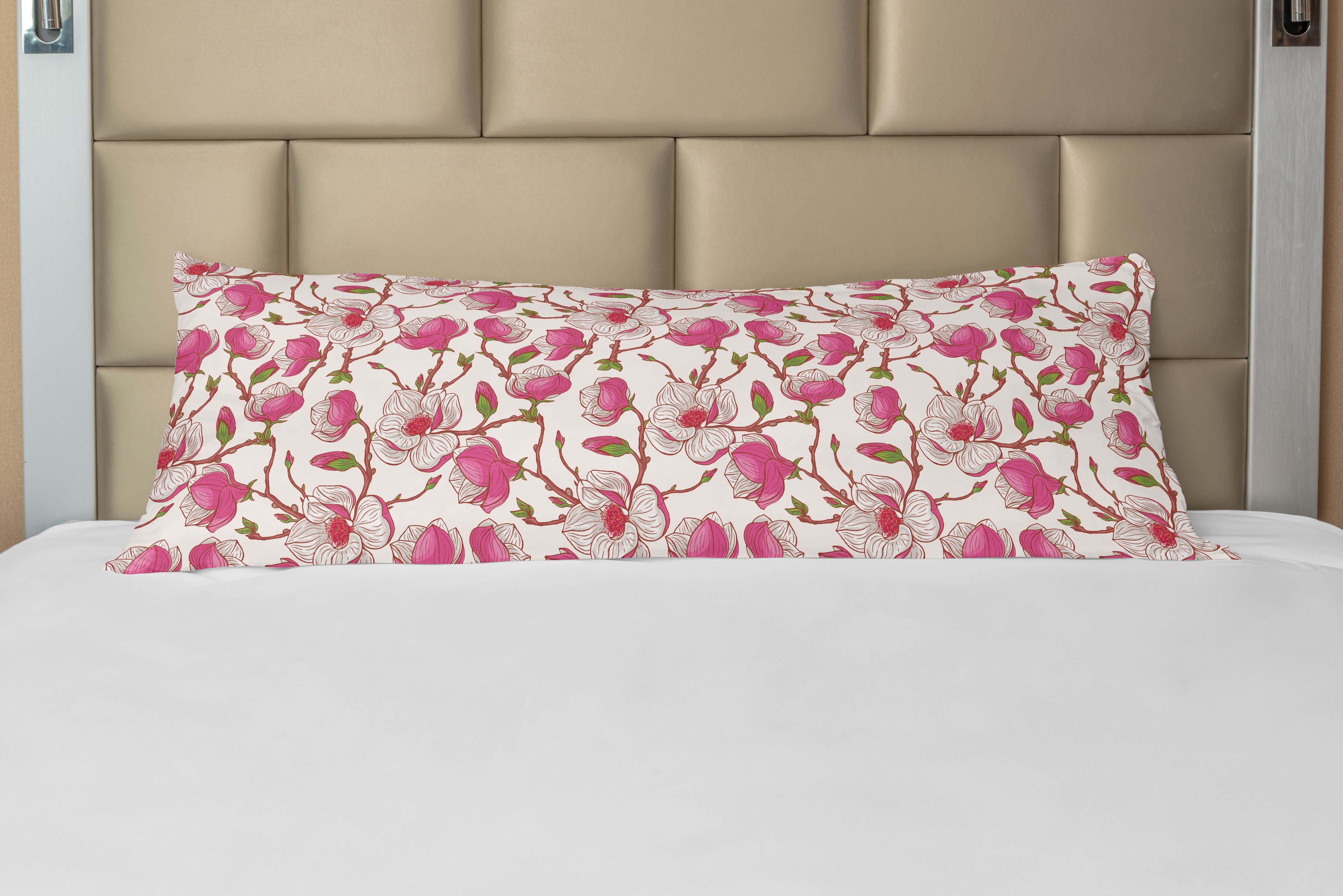 Seitenschläferkissenbezug Deko-Akzent Langer Kissenbezug, Abakuhaus, Blume Pink Magnolia Garden