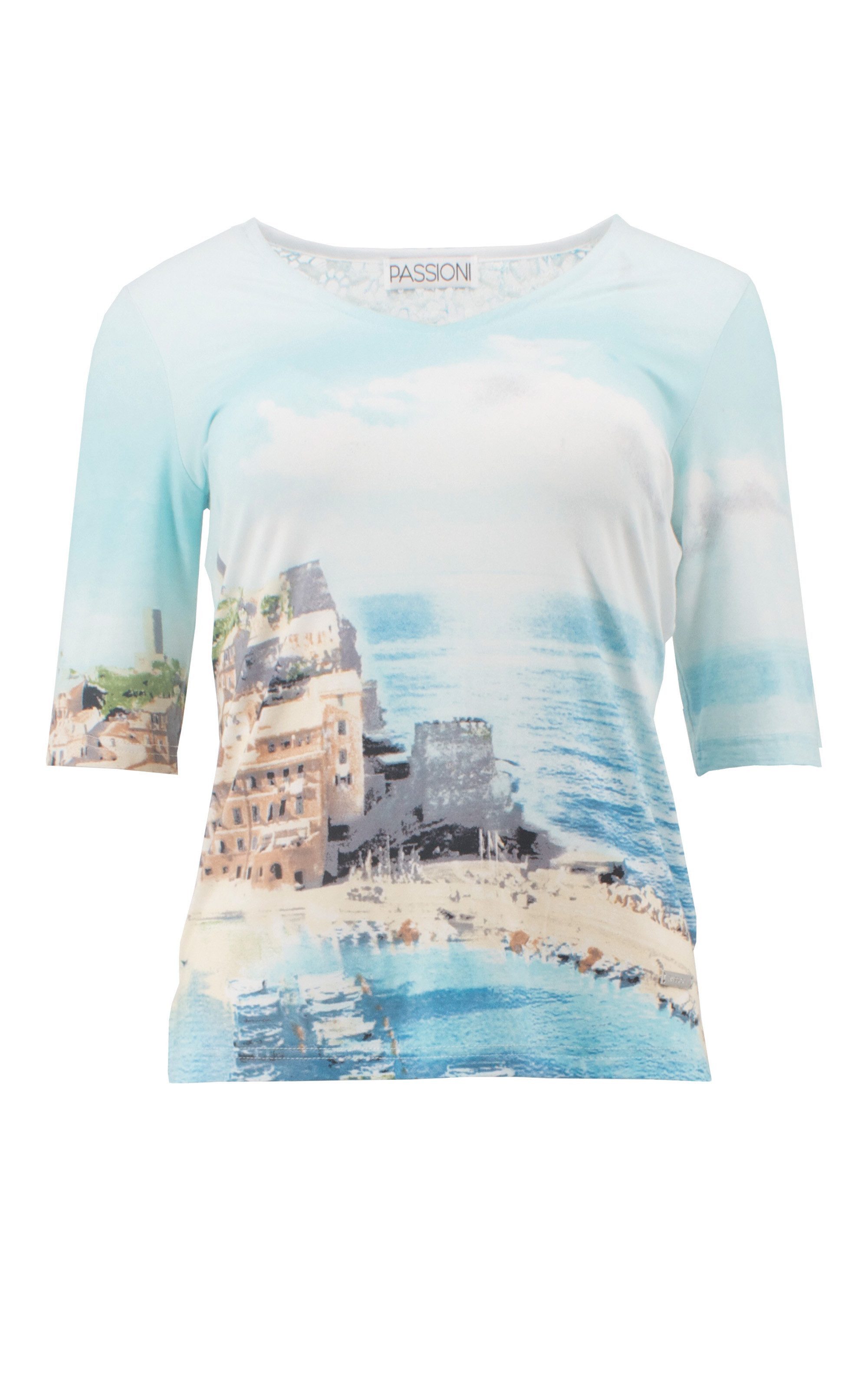 Passioni 3/4-Arm-Shirt mit Strand-Aquarelldesign