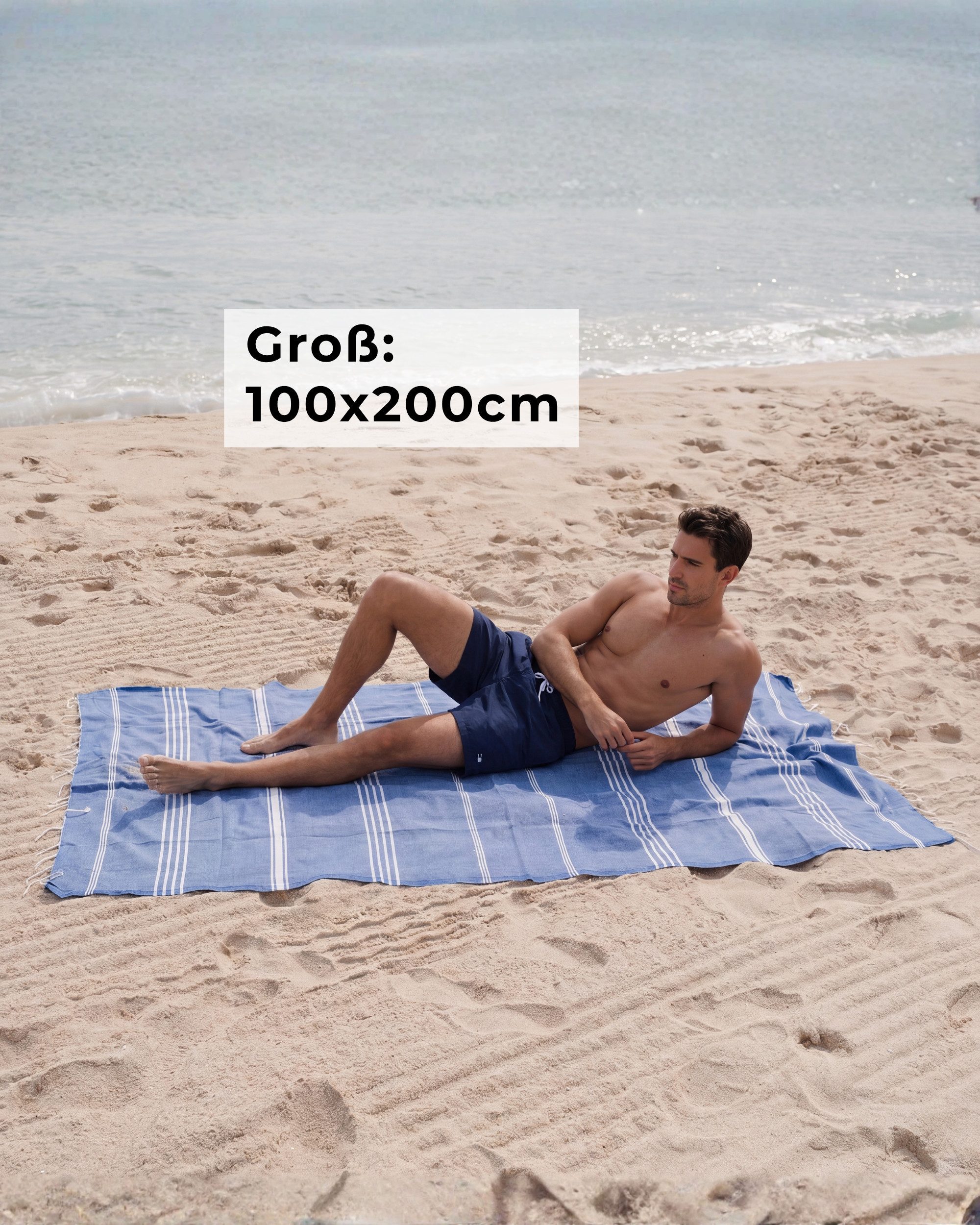furora HOLIDAY Saunatuch Strandtuch Hamamtuch: groß 100x200 cm Saunatuch, Strandhandtuch dünn, Strandtuch Saunatuch aus 100% Baumwolle Strandtuch Set – Bild 3 von 5