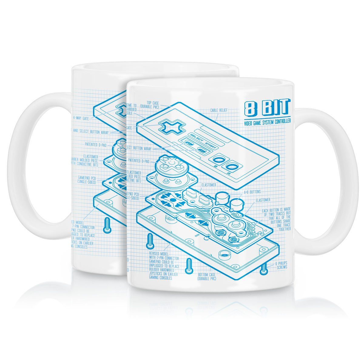 style3 Tasse, Keramik, NES Gamepad videospiel 8Bit nintendo blaupause Tasse controller mario Kaffeebecher retro super gamer zelda