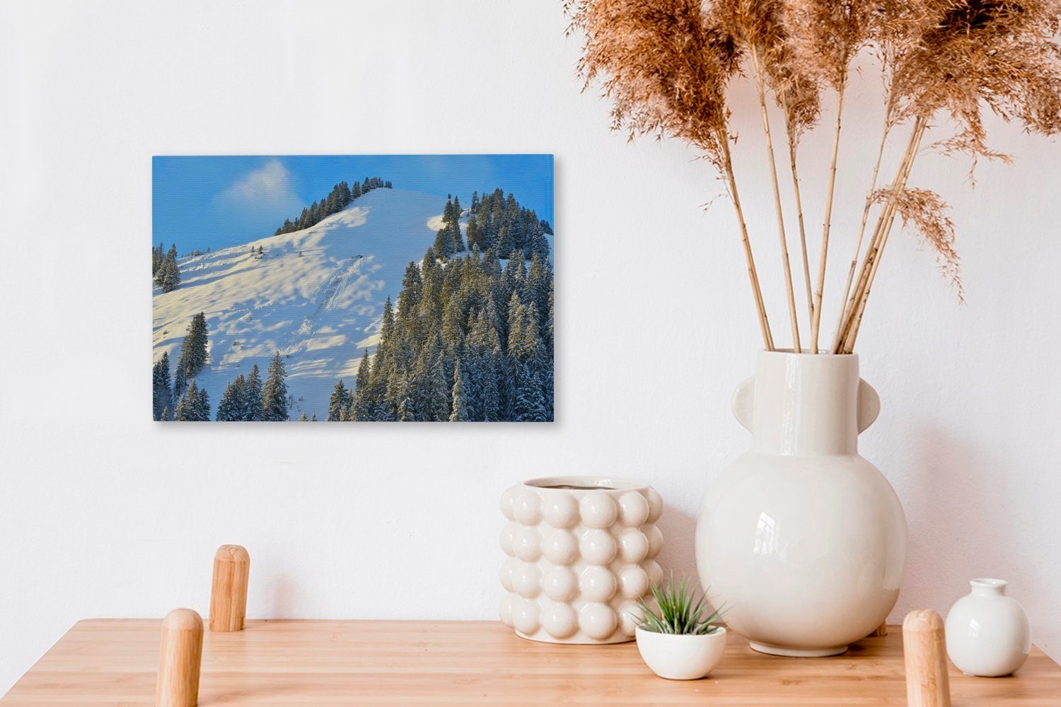Lawine Leinwandbild (1 Wandbild Kleine Berg, 30x20 Leinwandbilder, von schneebedecktem Wanddeko, St), Aufhängefertig, OneMillionCanvasses® cm
