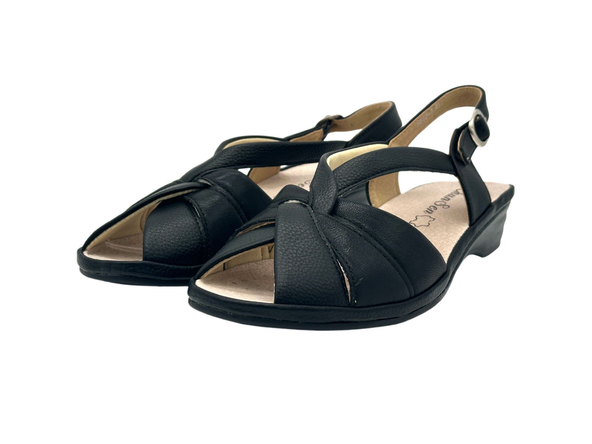 Nowaland Damen Komfort Sandalen mit T-Steg – Leichte Sommerschuhe Sandale Lederdecksohle, verstellbarer Riemen, leichter Keilabsatz