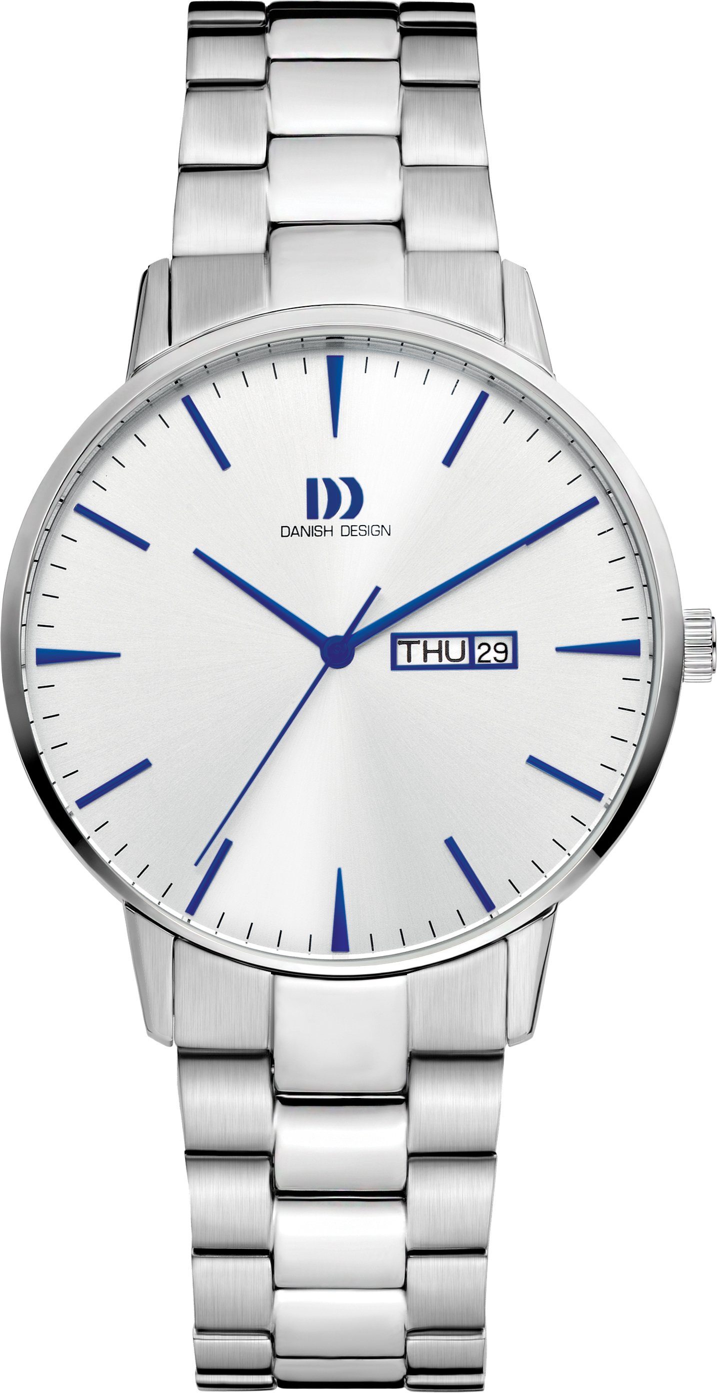 Danish Design Quarzuhr Herrenuhren DAY DATE Edelstahl ⌀41mm Metallband AKILIA Herrenuhren